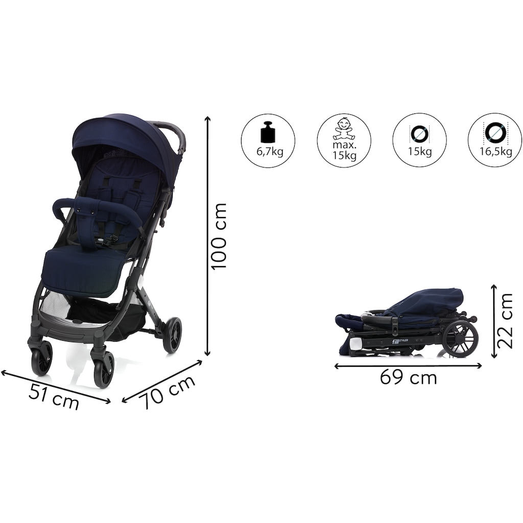 Fillikid Sport-Kinderwagen »Styler, blau melange«