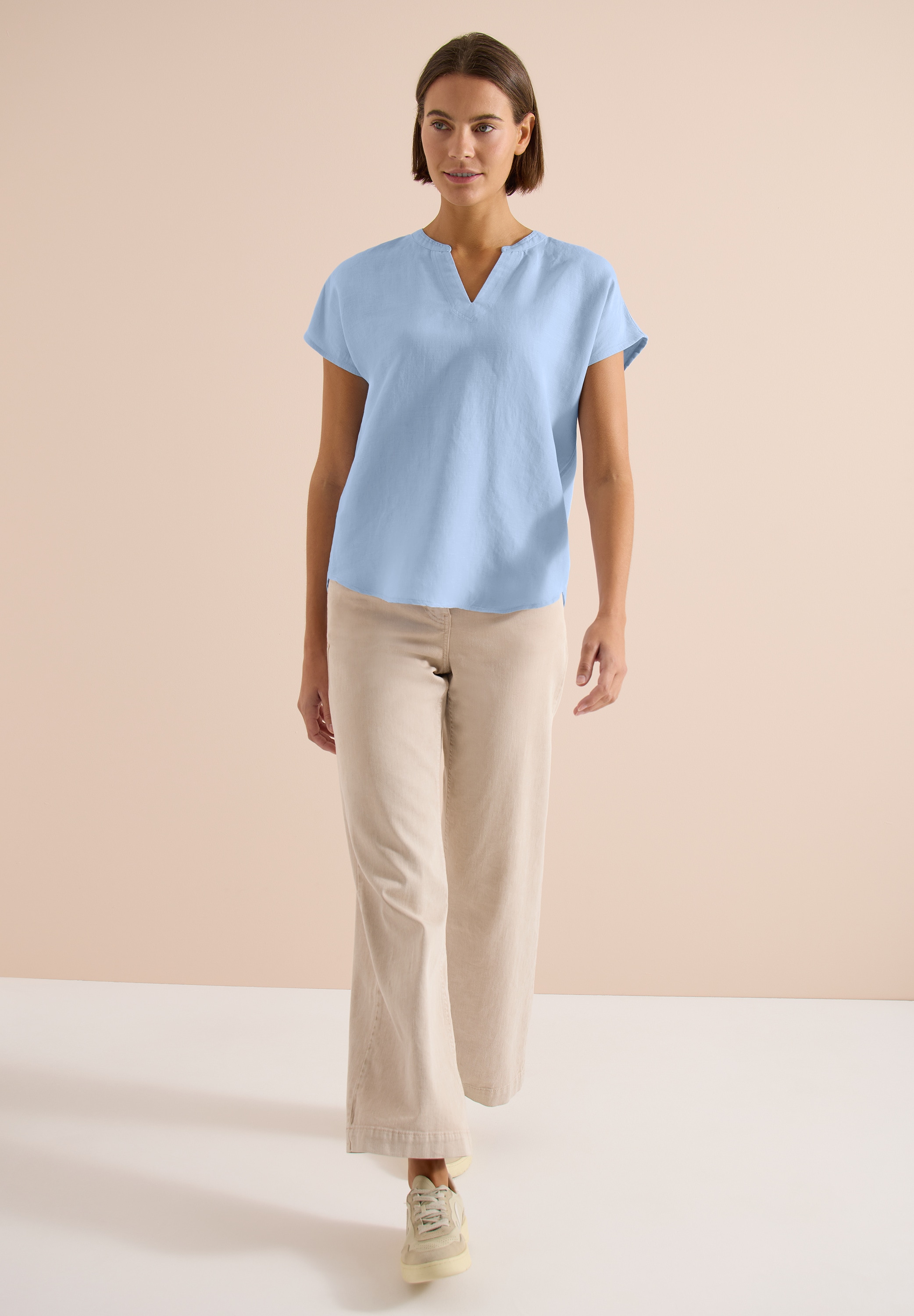 Cecil Kurzarmbluse mit Leinenanteil