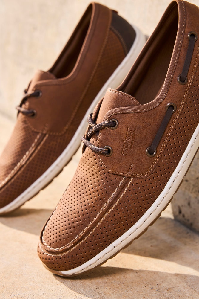 Rieker Bootsschuh  Mokassin, Halbschuh, Frühlingsschuh mit Perforation