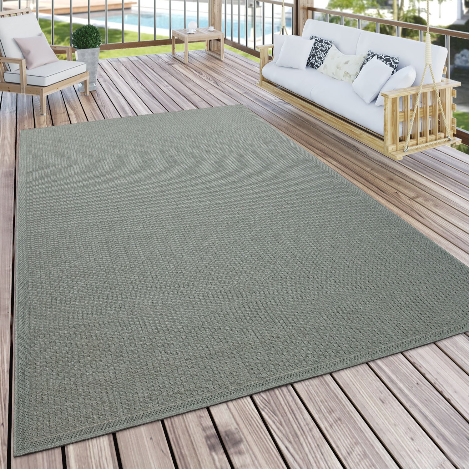 Paco Home Teppich »Timber Outdoor BAUR 7 geeignet, Höhe, | mm und In- rechteckig, bestellen 125«, Wohnzimmer