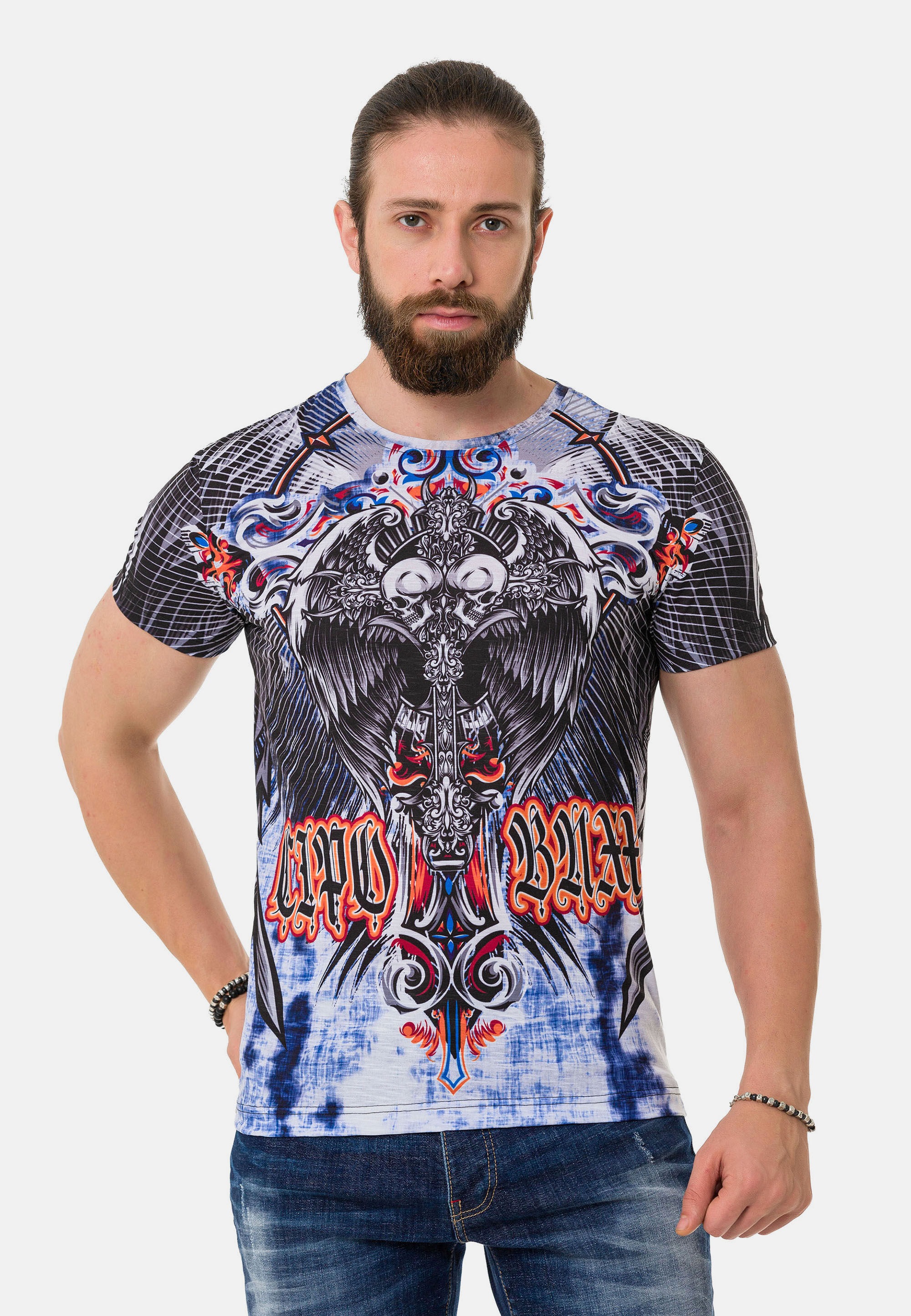 Cipo & Baxx T-Shirt »T-Shirt« mit Rundhals-Ausschnitt