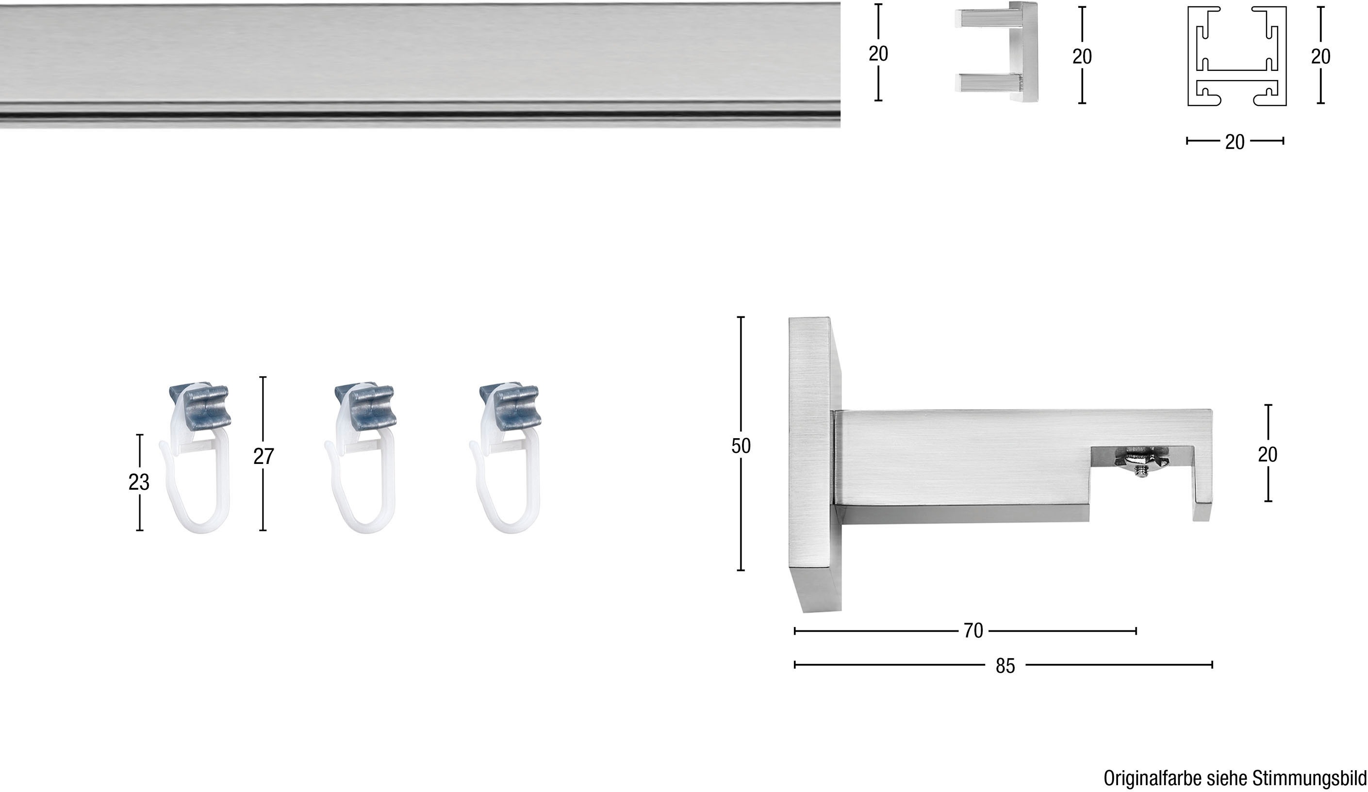 Thumbnail - GARESA Gardinenstange "Nora" 1 läufig-läufig Wunschmaßlänge;Dübel;Endstücke;Gardinenstange;Gleiter;Montageanleitung;Schr...