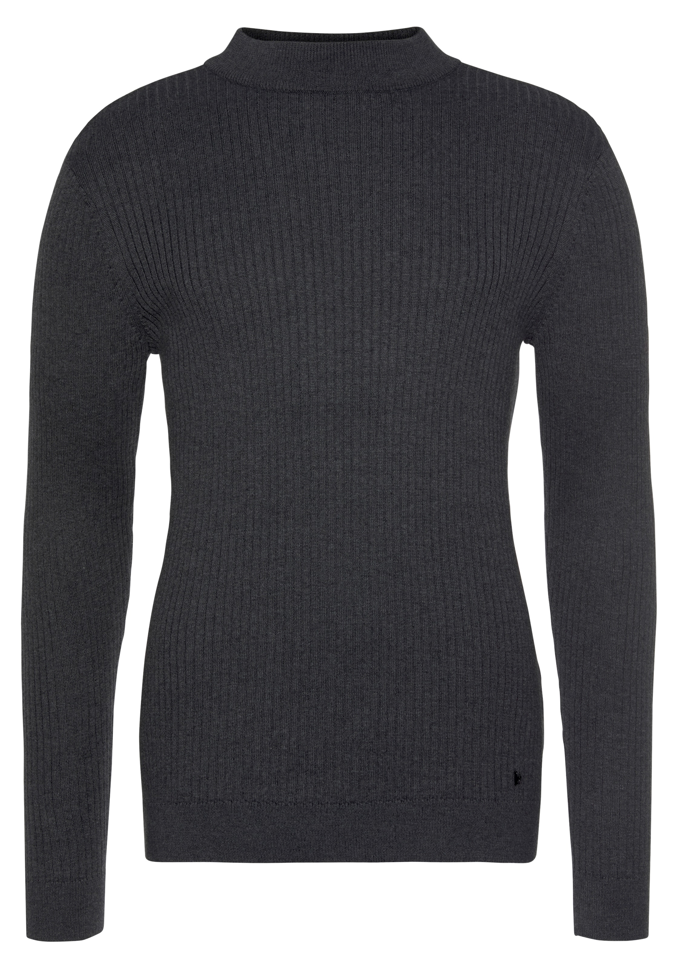 Bruno Banani Stehkragenpullover, in Rippstrickoptik