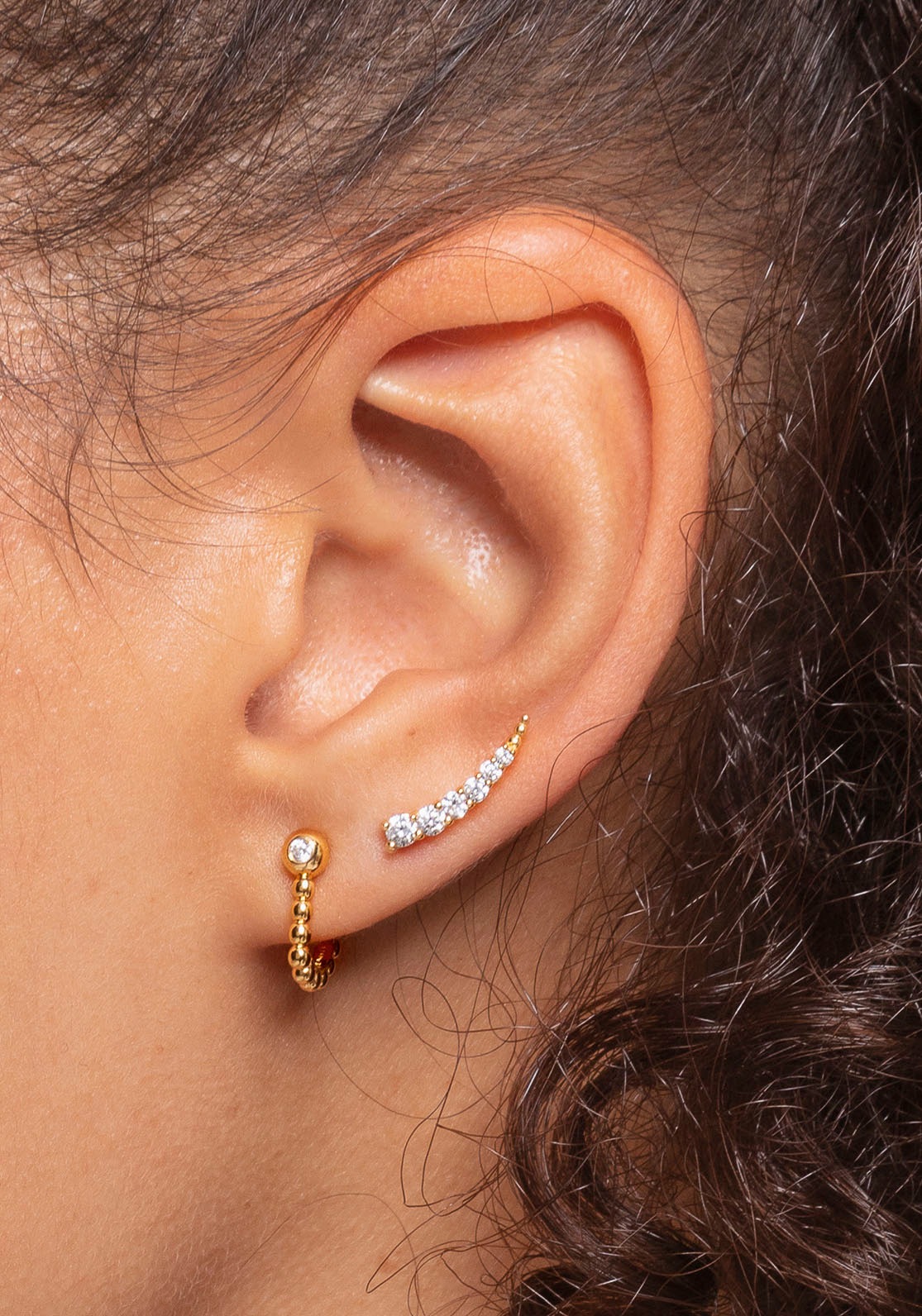 THOMAS SABO Paar Ohrstecker »Ear climber, H2158-051-14, H2158-414-14, H2158-488-7«, mit Glas-Keramik Stein, Korund (synth.), Zirkonia (synth.)