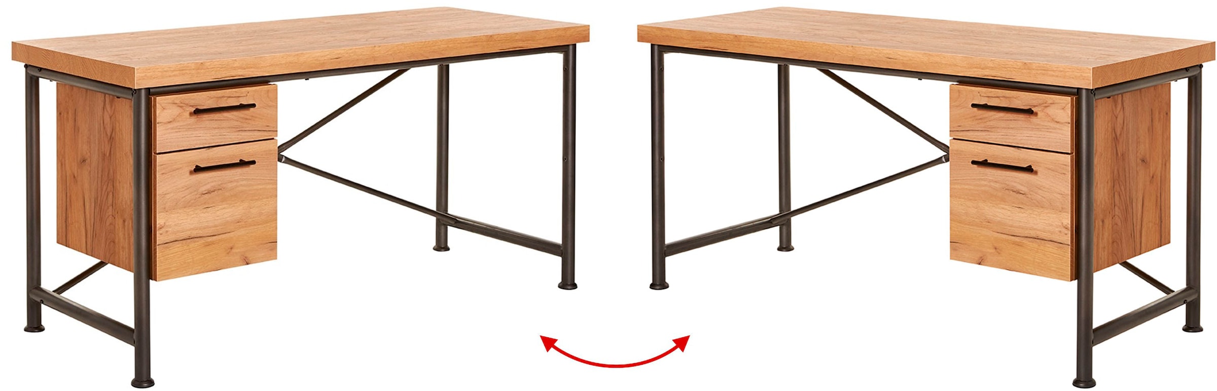 Jahnke Schreibtisch »CRAFT«, Schreibtisch im Industrie-Design, wechselseitig montierbar