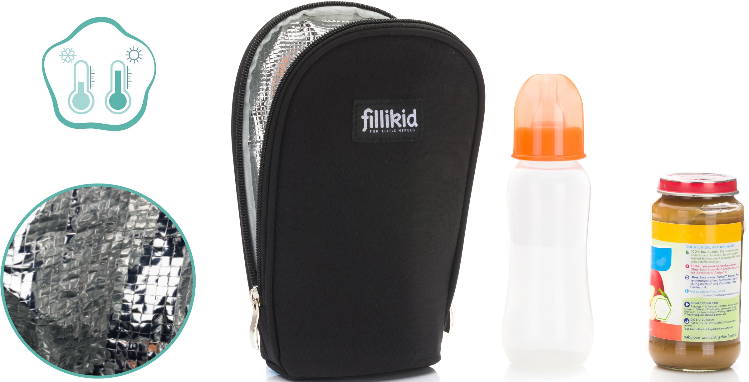 Fillikid Wickeltasche »Palma, schwarz«, mit Thermotasche und Wickelunterlage