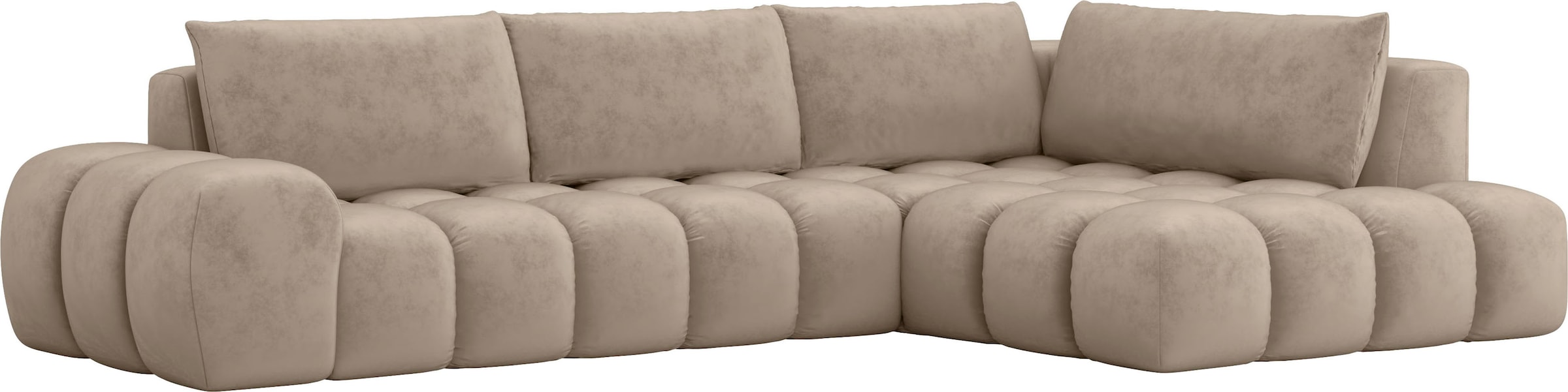 INOSIGN Ecksofa »AZITA Designsofa, elegant und bequem L-Form, Bubble-Optik«, lose Rückenkissen, traumhafte Steppung, Maße B/T/H: 352/210/72 cm