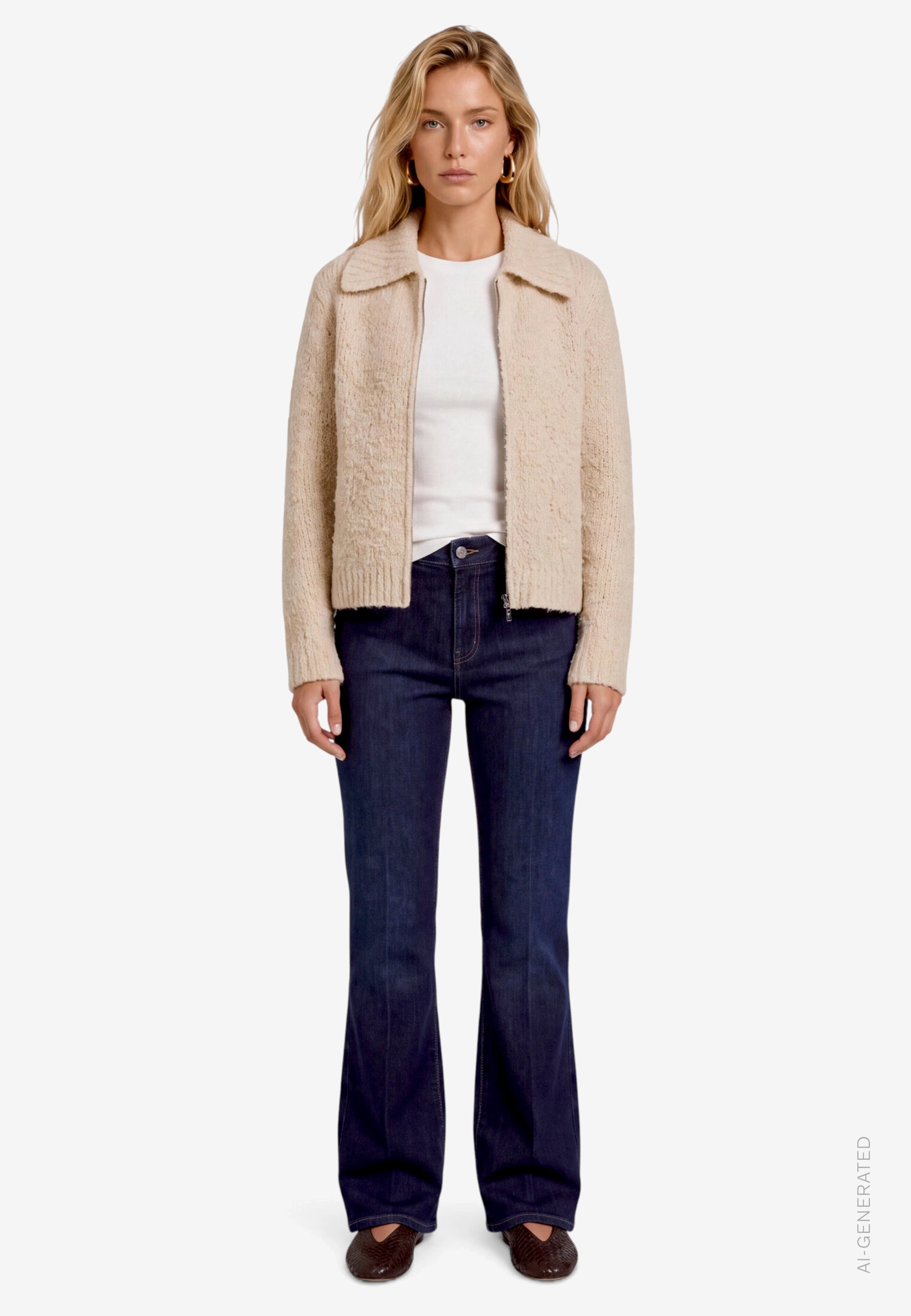 Zero Cardigan Grob-Strickjacke mit Hemdkragen und Reißverschluss