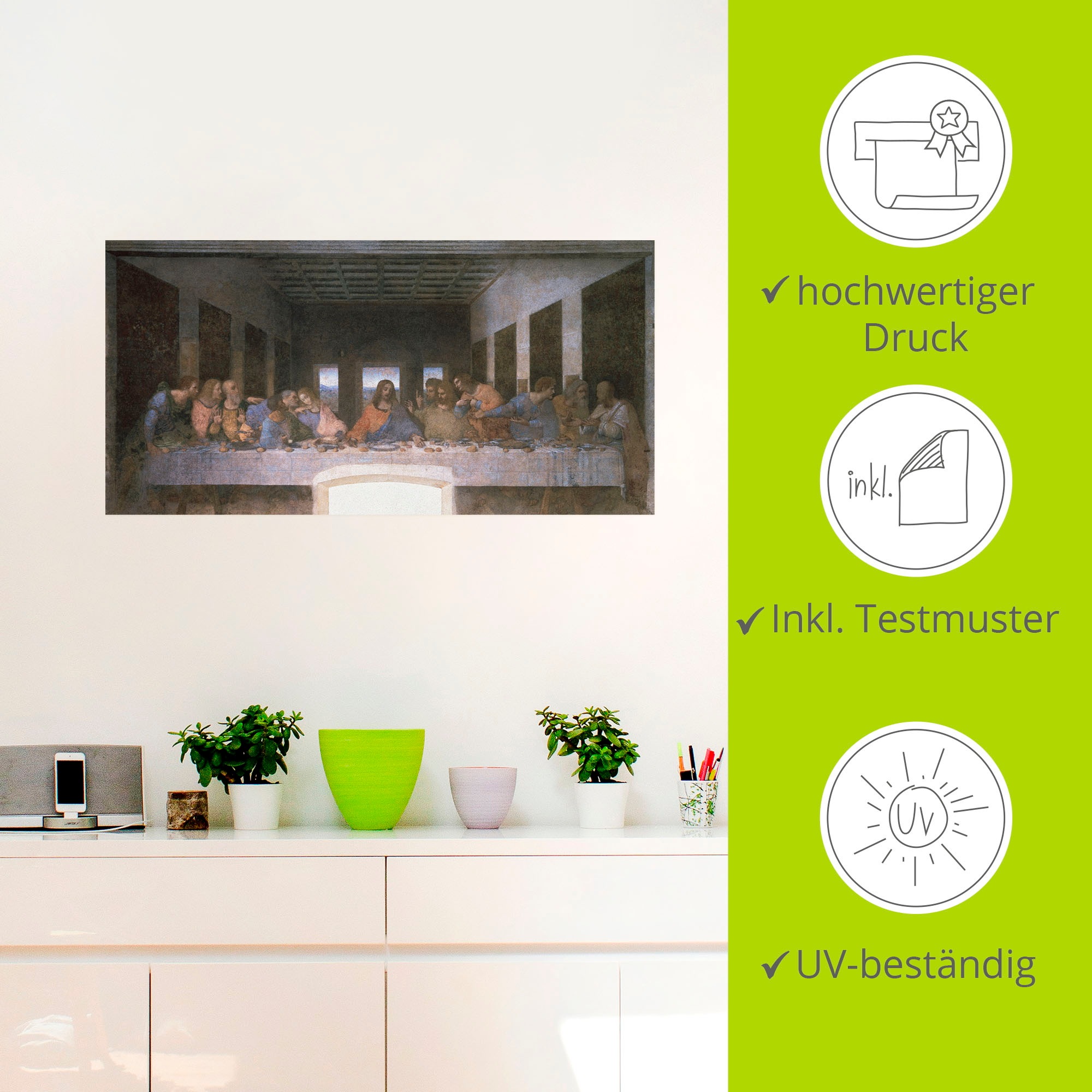 Artland Wandbild »Das letzte Abendmahl«, Religion, (1 St.), als Leinwandbild, Wandaufkleber in verschied. Größen