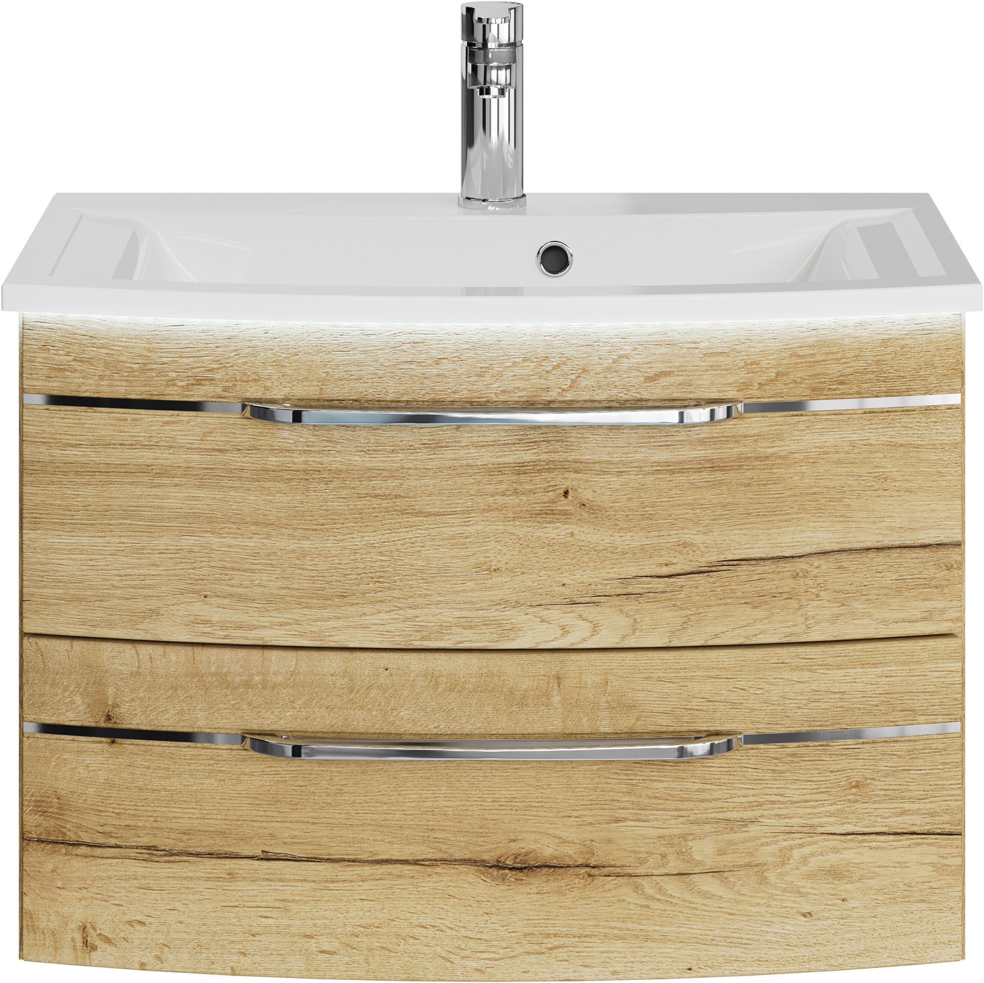 Saphir Waschtisch »Serie 7045 Mineralmarmor-Waschtisch und Unterschrank, 71,5 cm breit«, Waschplatz mit 2 Schubladen, Badmöbel Set mit Waschtisch