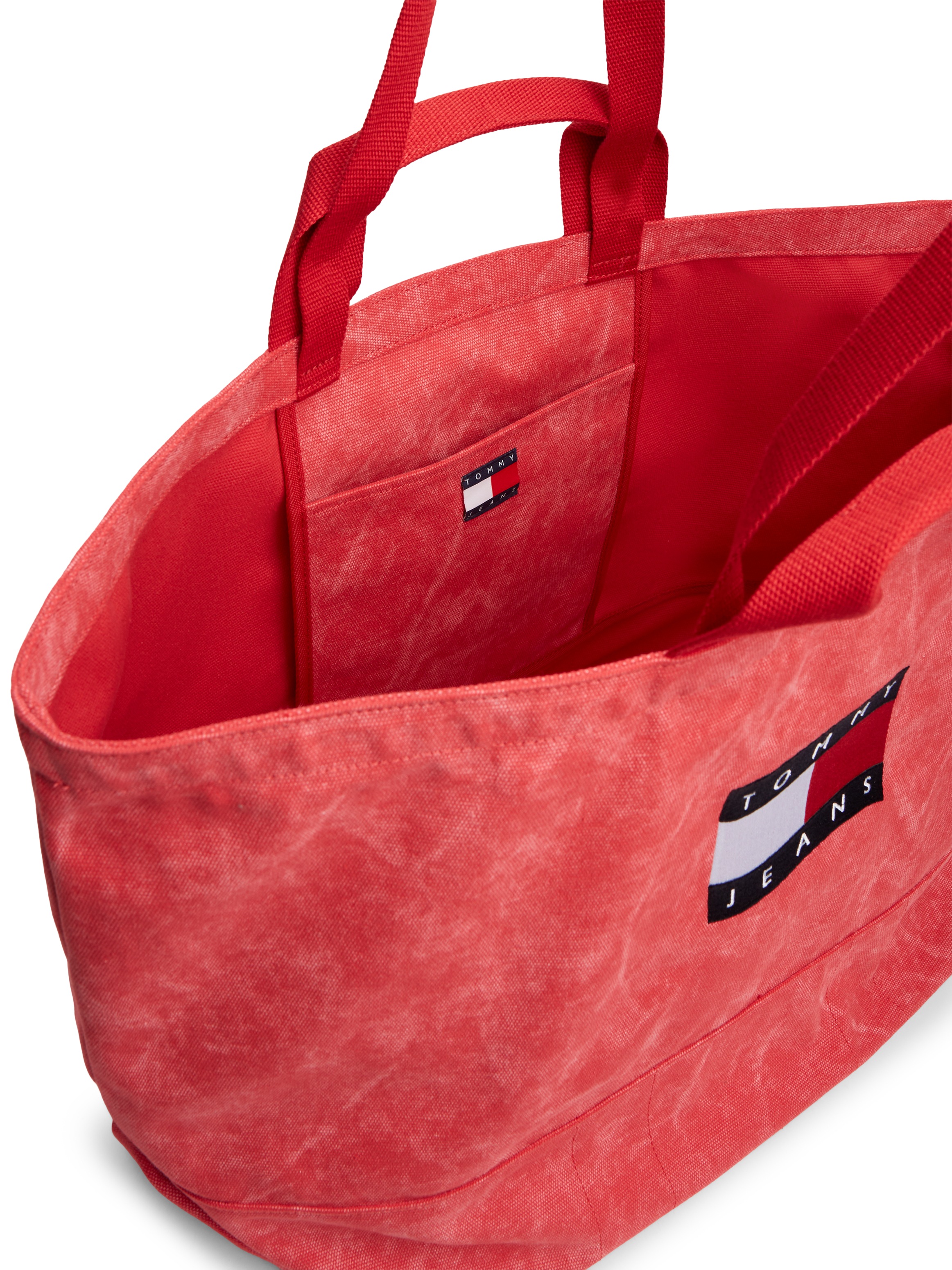 Tommy Jeans Tragetasche »TJW WAVE FLAG MED TOTE« Unisex Tragetasche, Umhängetasche, Shopper, Henkeltasche im Used-Look