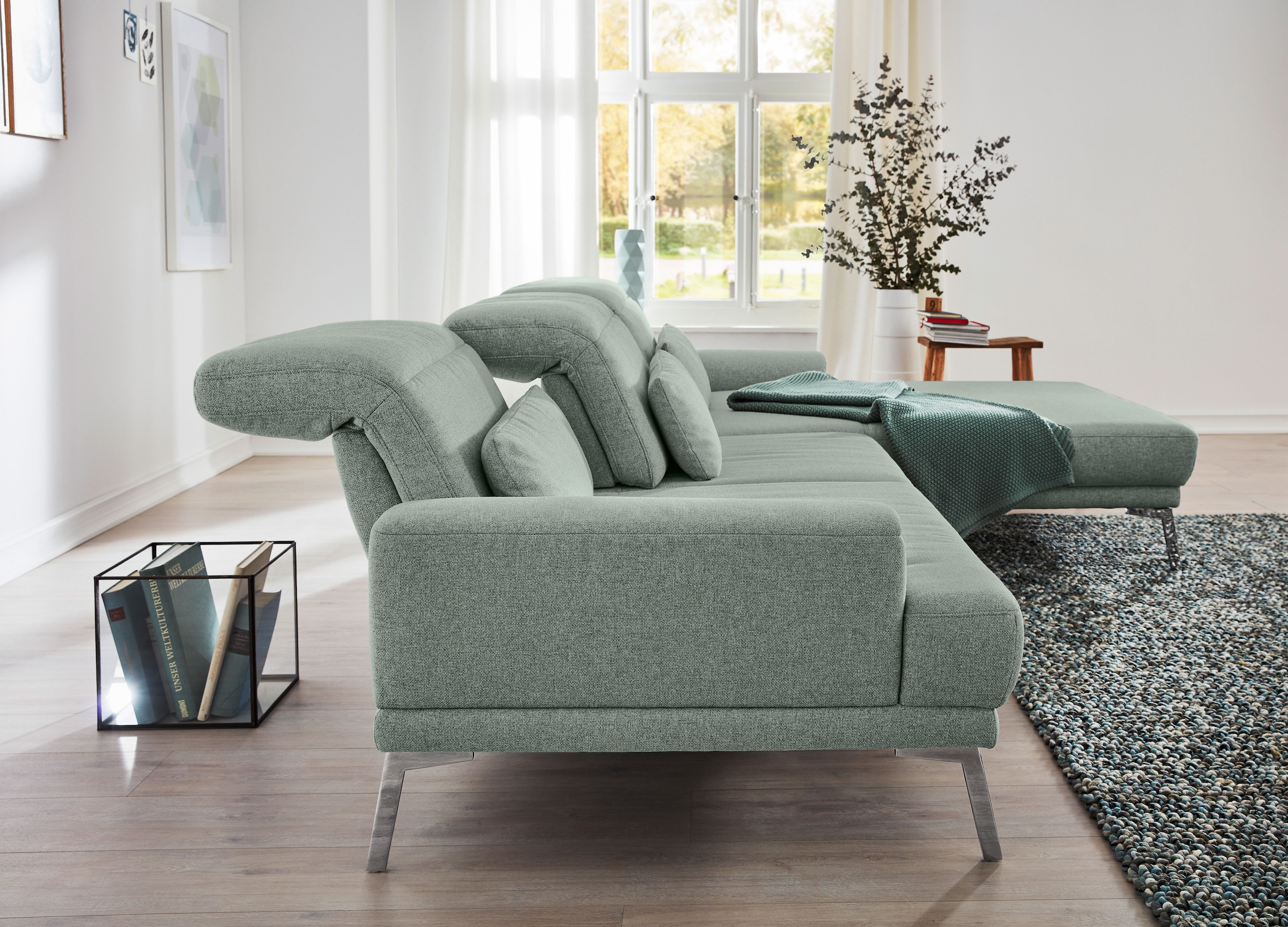 Musterring Ecksofa »MR 4580«, mit Kopf- und Sitztiefenverstellung, Metallfuß chrom, 288 x 193/220cm