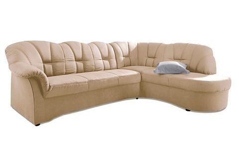 DOMO collection Ecksofa »Papenburg, zeitlose Rückensteppung, elegante Armlehne, L-Form«, mit Ottomane, wahlweise mit Bettfunktion