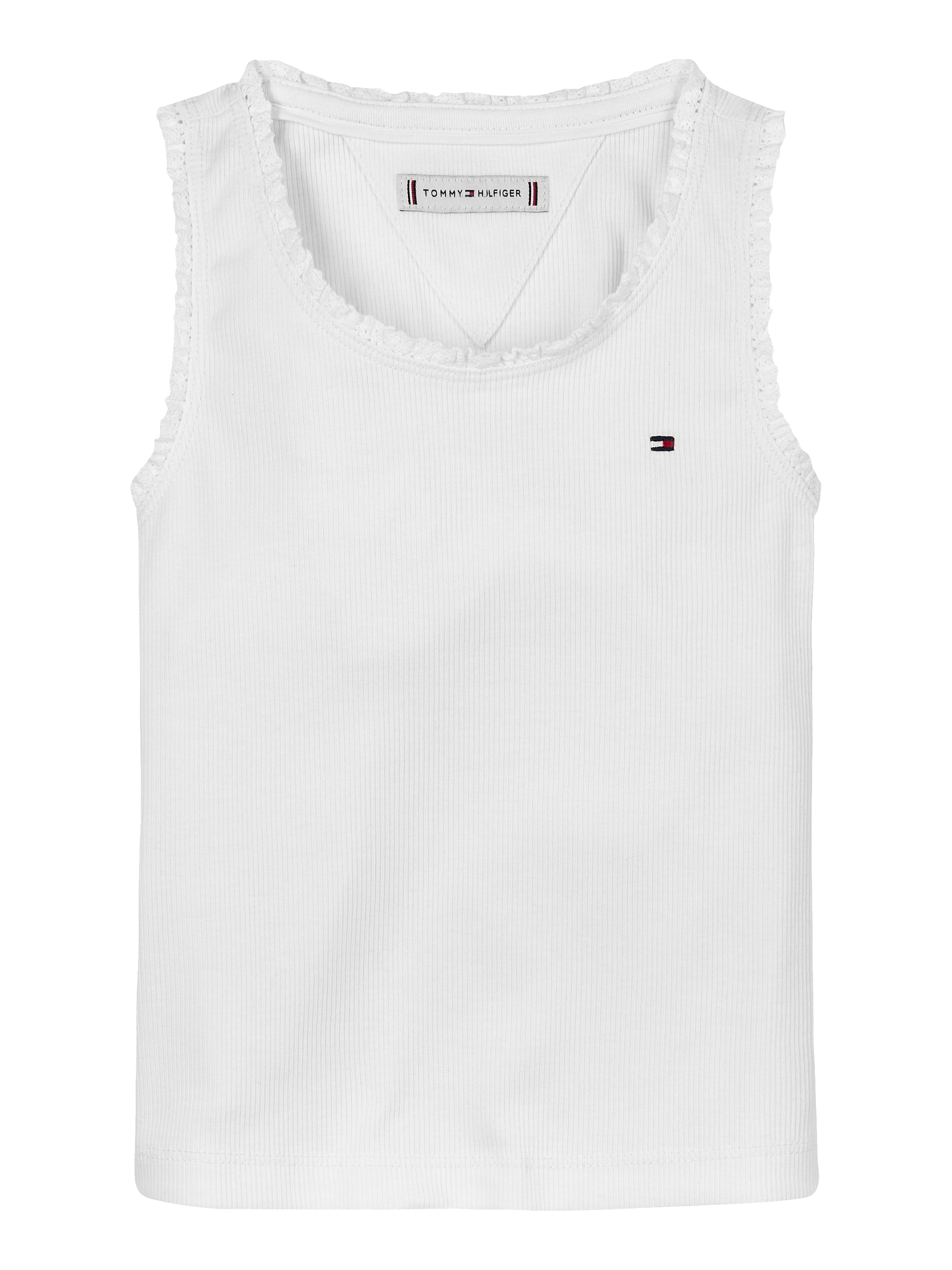 Tommy Hilfiger Tanktop »ESSENTIAL RIB LACE TANK TOP«, mit Spitze, mit Logostickerei