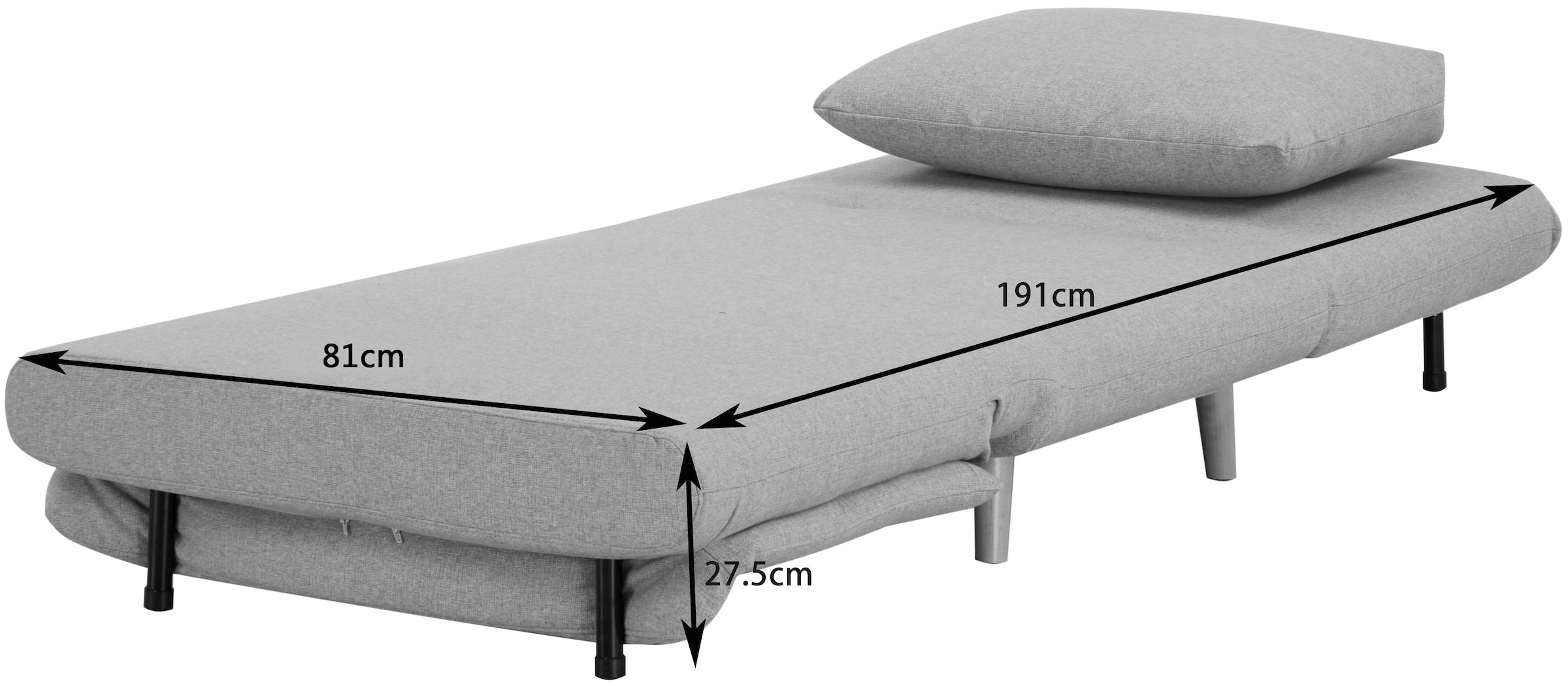 INOSIGN Sessel »AINSLEY«, wandelbar zum Gästebett, Schlafsofa, Webstoff u. Cord-Bezug