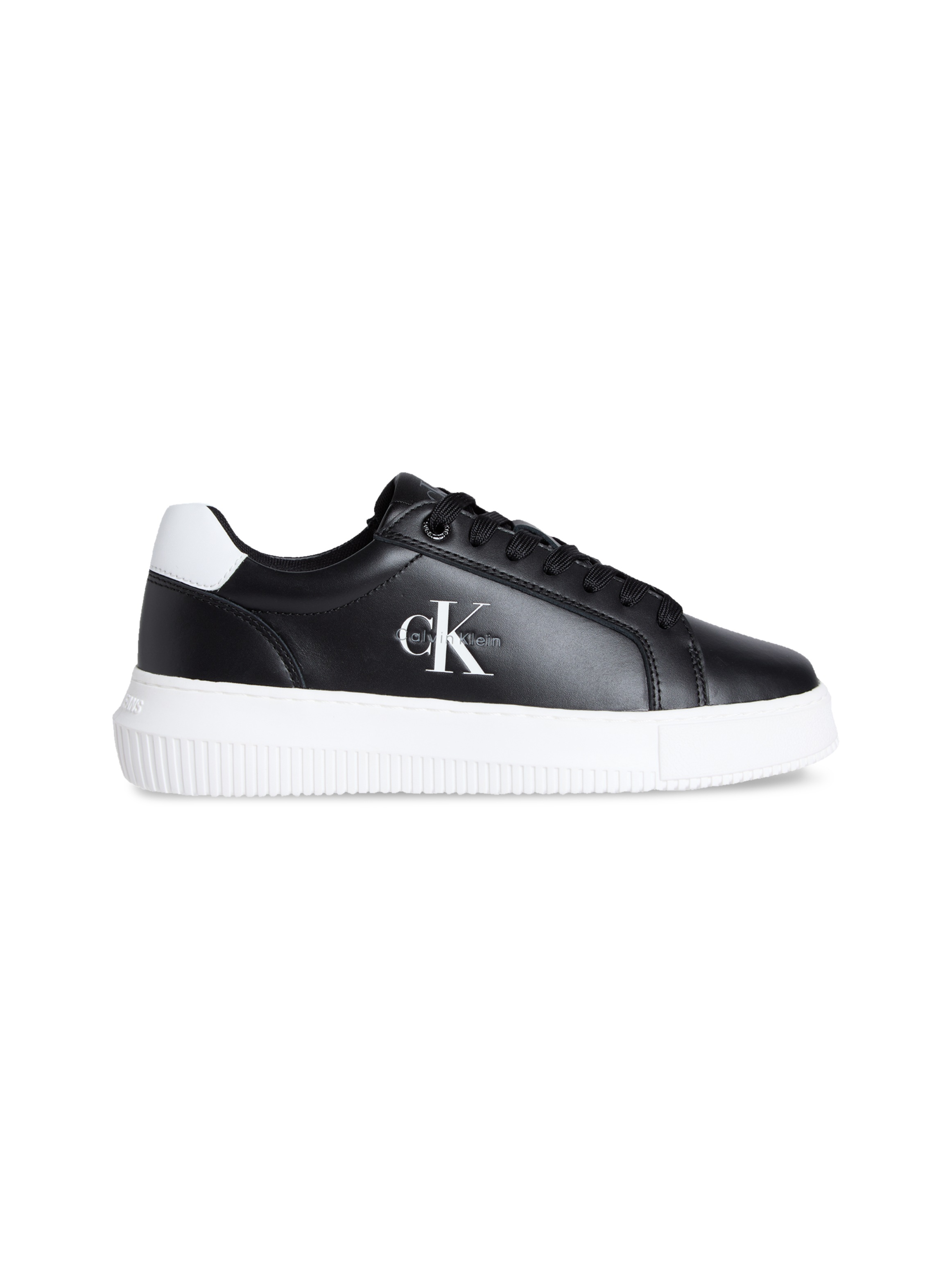 Calvin Klein Jeans Plateausneaker »CHUNKY CUPSOLE MONO LTH WN«, Schnürschuh, Halbschuh, Freizeitsneaker mit seitlichem CK-Logo