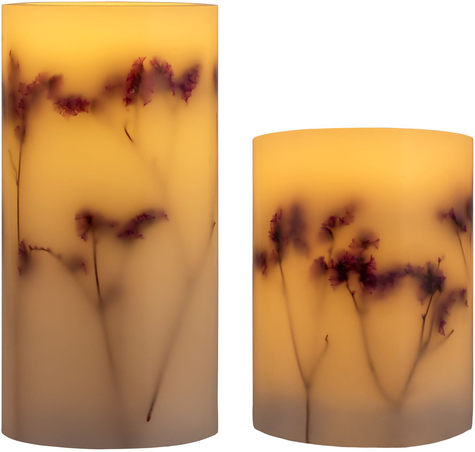 LED Dekolicht »LED-Kerze Shiny Bloom, 2er Set«, Wachskerze, mit Timer, weiss/Blumen