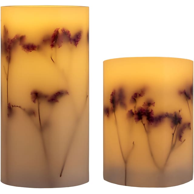 Pauleen LED-Kerze »Shiny Bloom«, Wachskerze, Timer, weiss/Blumen bestellen  | BAUR