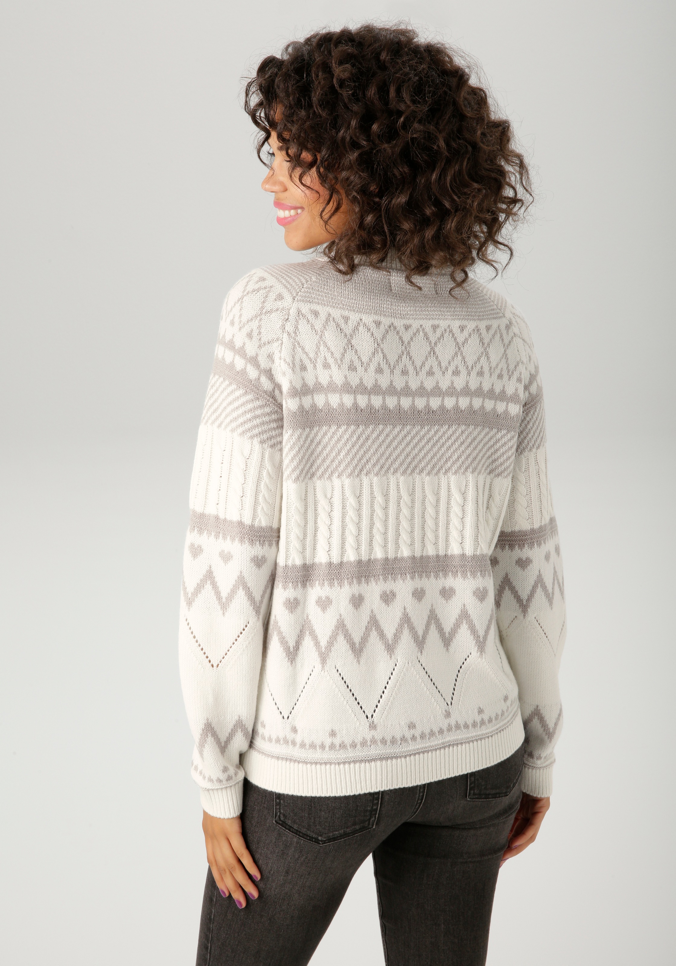 Aniston CASUAL Strickpullover, im trendigen Muster-Mix - NEUE KOLLEKTION