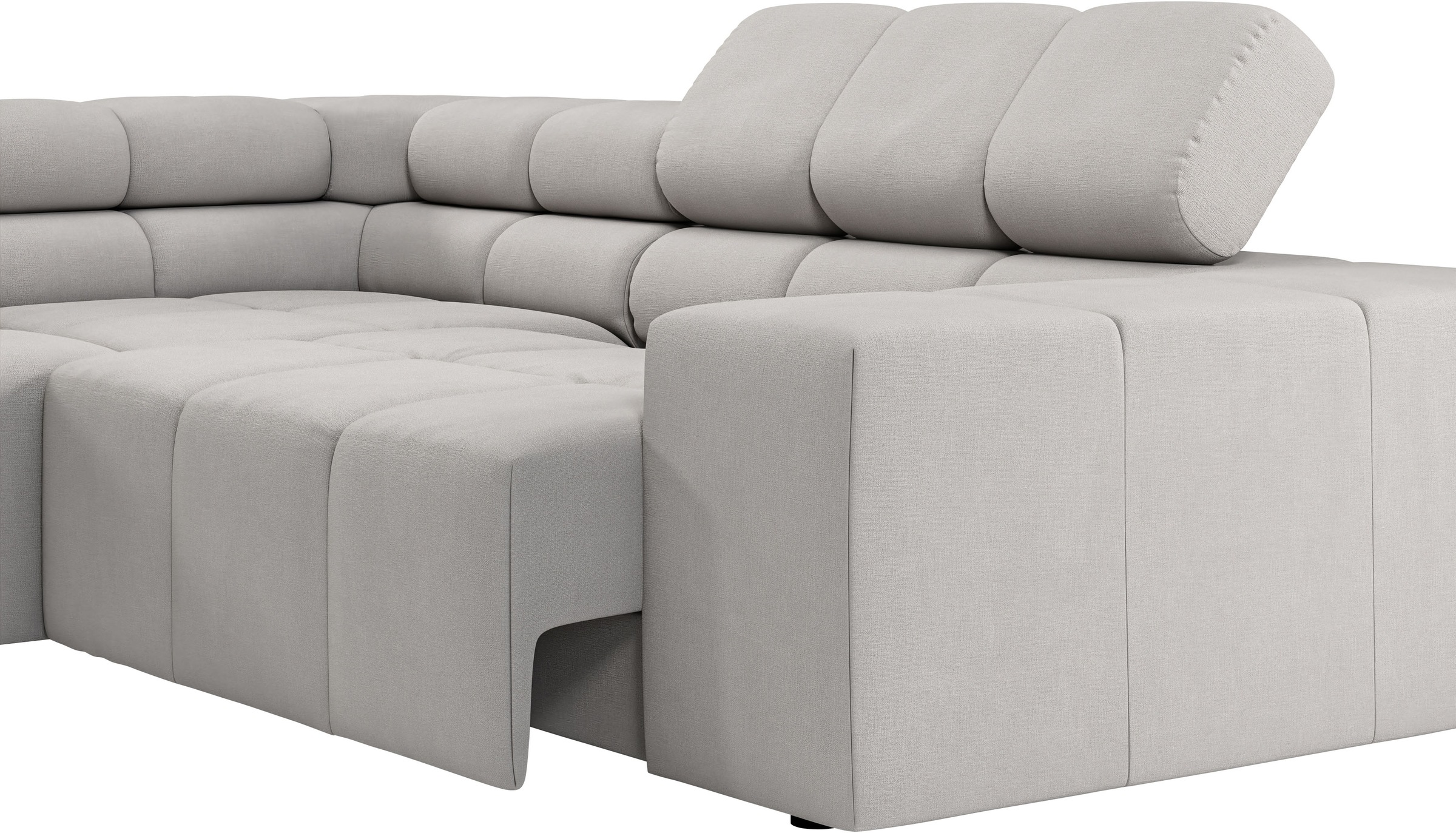 INOSIGN Ecksofa »Ancona, incl. Kopfteilverstellung + 3 Zierkissen, L-Form, bequem«, wahlweise motorische Sitztiefenverstellung, B/T(H: 249/215/70 cm