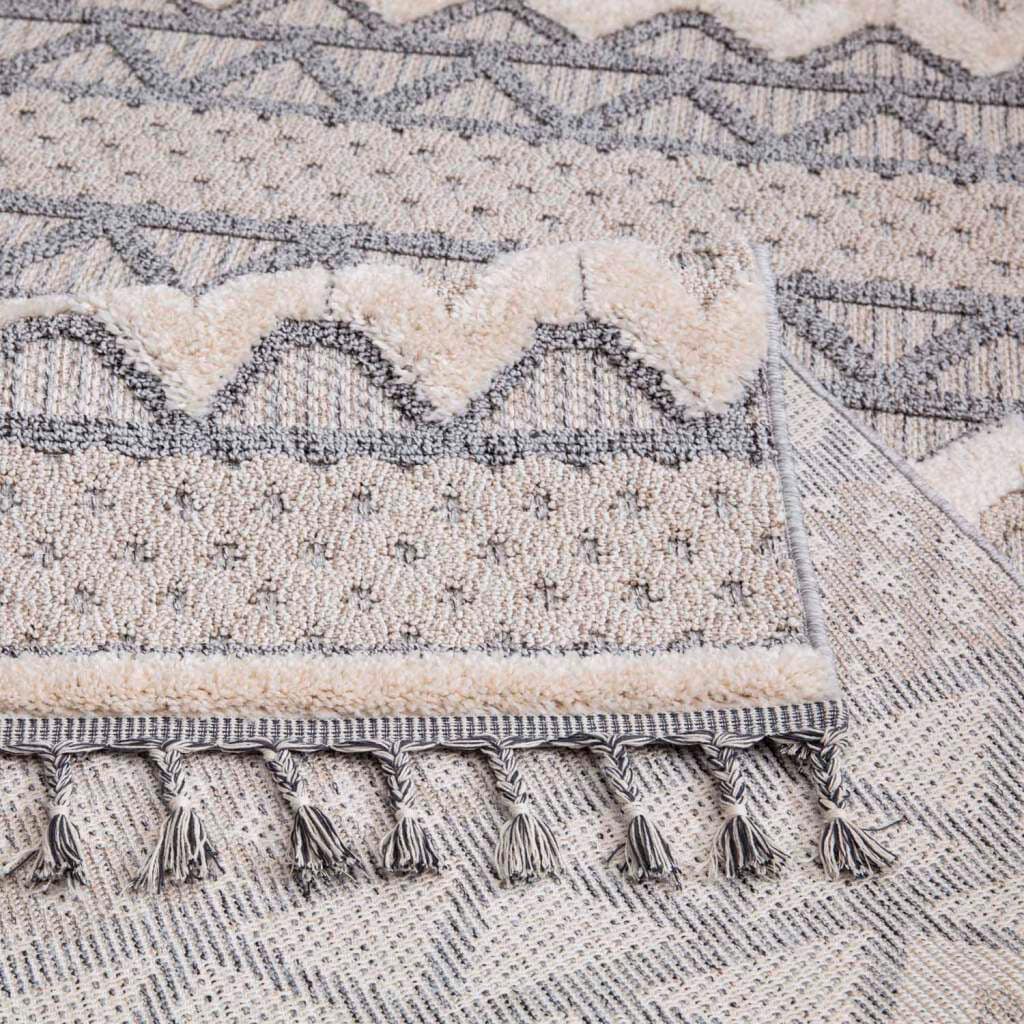 Carpet City Hochflor-Teppich »Valencia 728«, rechteckig, 20 mm Höhe, Läufer, Boho-Stil, 3D-Effekt, Relief, Hoch-Tief-Struktur, mit Fransen
