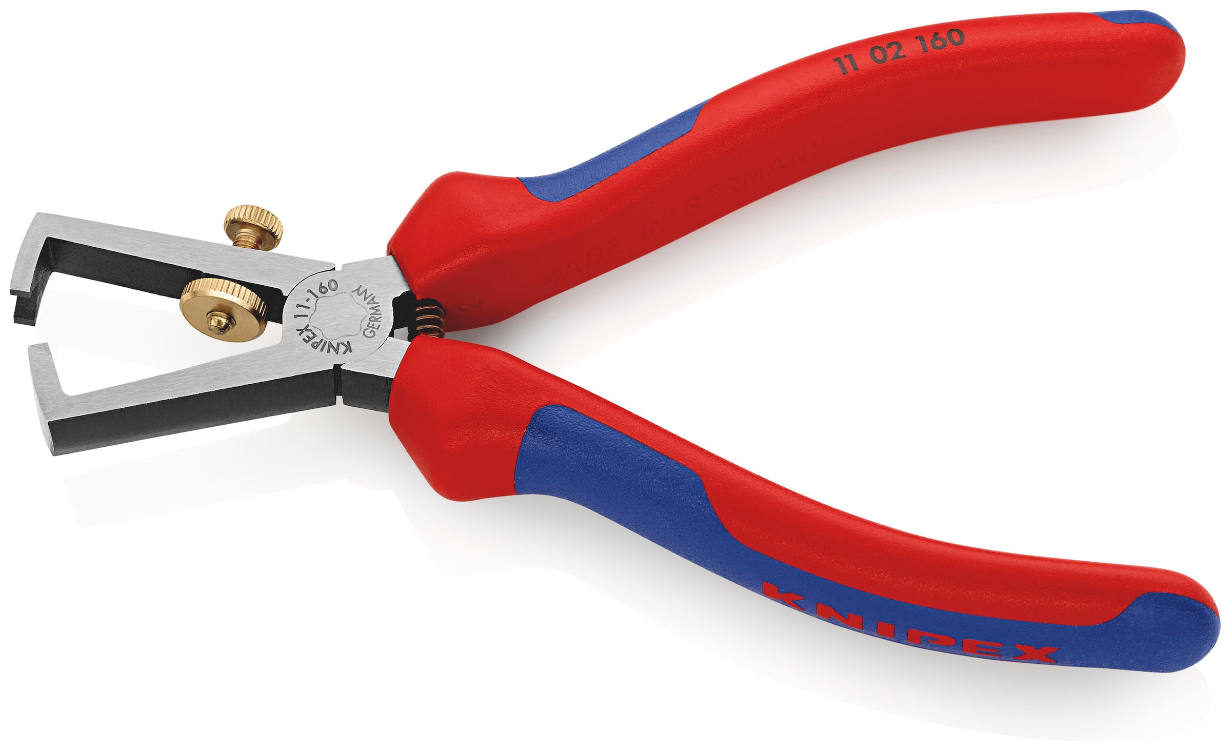 Knipex Abisolierzange »11 02 160 mit Öffnungsfeder, universal«, (1 tlg.), schwarz atramentiert, mit Mehrkomponenten-Hüllen 160 mm