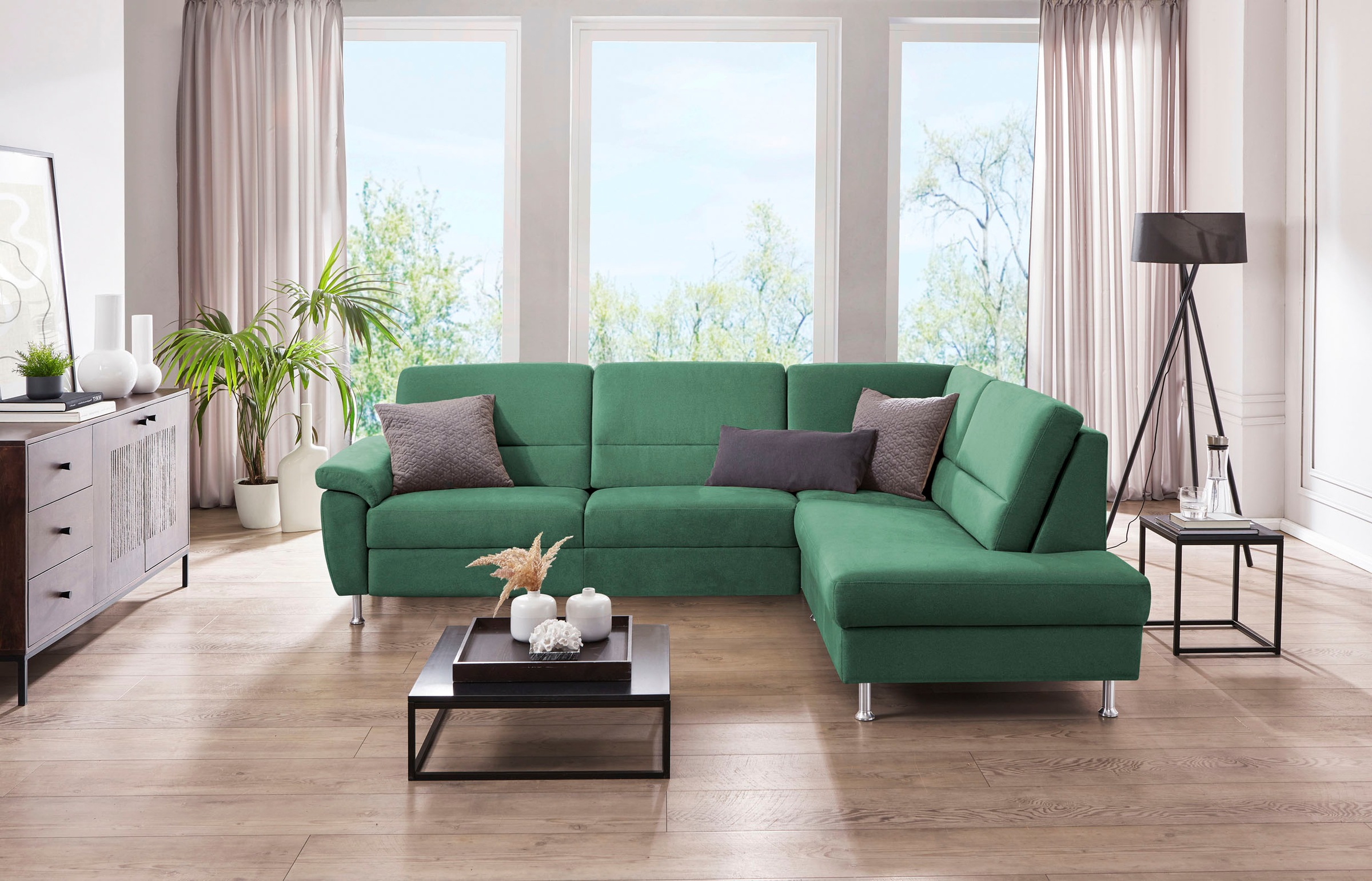 CALIZZA INTERIORS Ecksofa »Onyx L-Form«, Ottomane links oder rechts, wahlweise mit Bettfunktion, Breite 257 cm