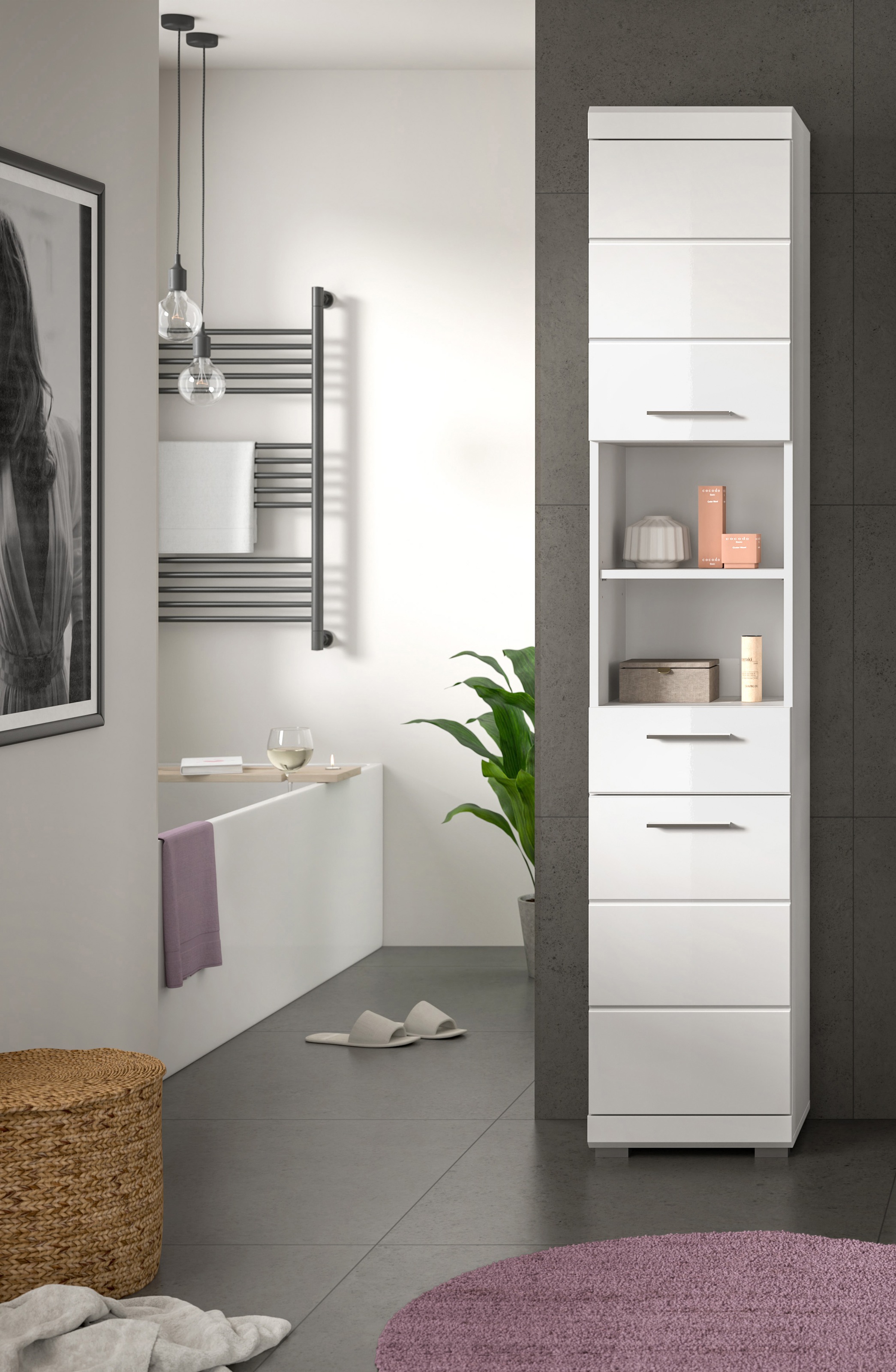 INOSIGN Hochschrank "SIENA, Breite 37cm, 2 Tür, 1 Schubkasten, 2 offene Fäc günstig online kaufen