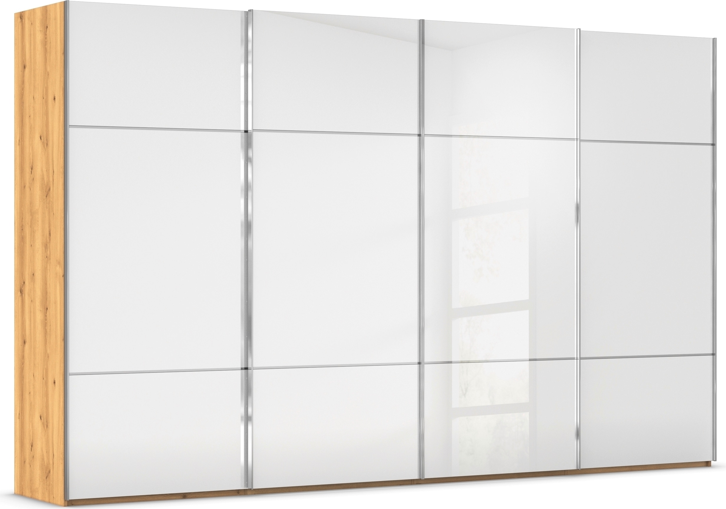 rauch "Kleiderschrank Schrank Garderobe Schlafzimmerschrank SCALE-TRIO" edle dreigeteilte Front mit 2 Zierleisten Glasfront MADE IN GERMANY