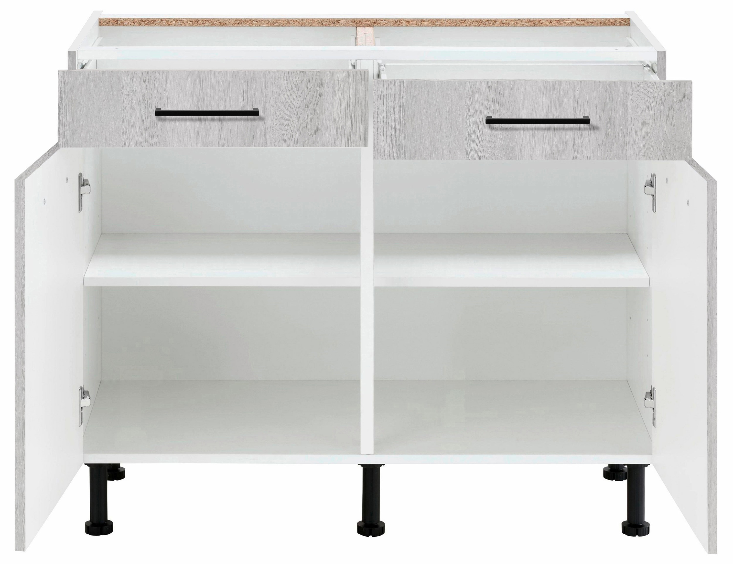 Thumbnail - wiho Küchen Unterschrank "Nisos" 100 cm breit, Soft-Close in Schubladen, verstellbare Füße, ohne Platte