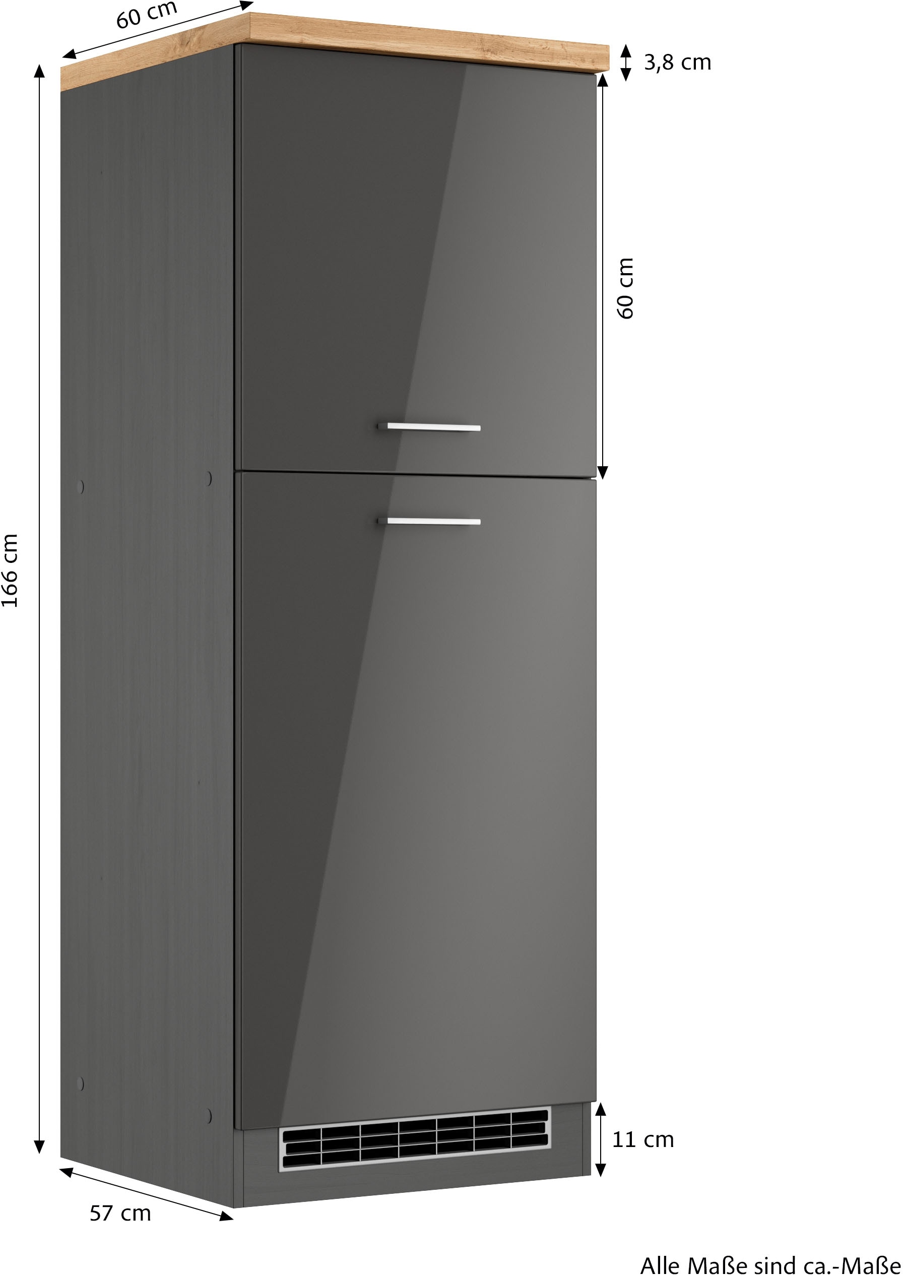 KOCHSTATION Kühlumbauschrank »KS-Milan«, HELD Möbel, Kühlschrankumbau 60 cm, matte oder hochglänzende Fronten