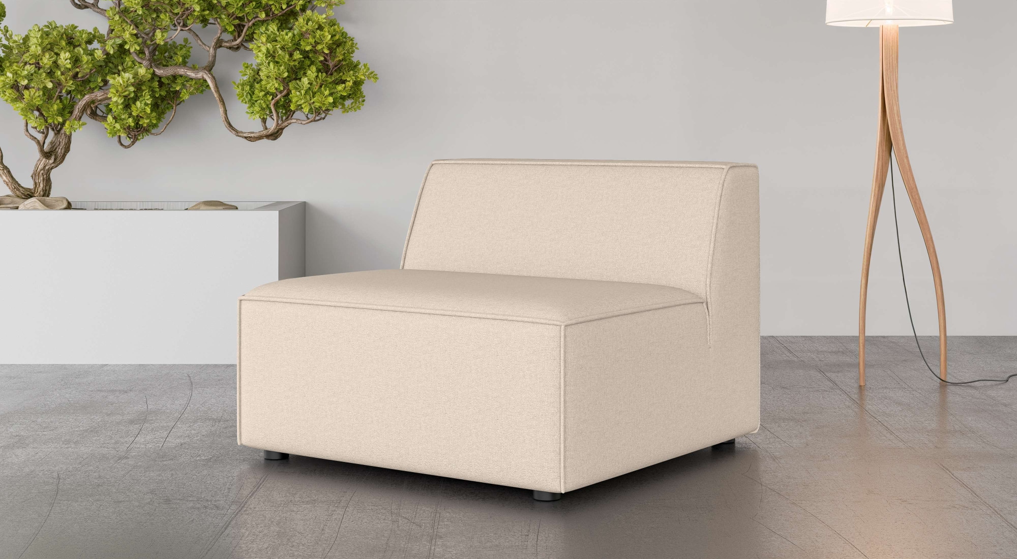 OTTO home Sessel »Bequemer Sessel Cavan, Maße B/T/H: 90/90/72 cm« ohne Armlehne, mit Wellenunterfederung, auch in Bouclé