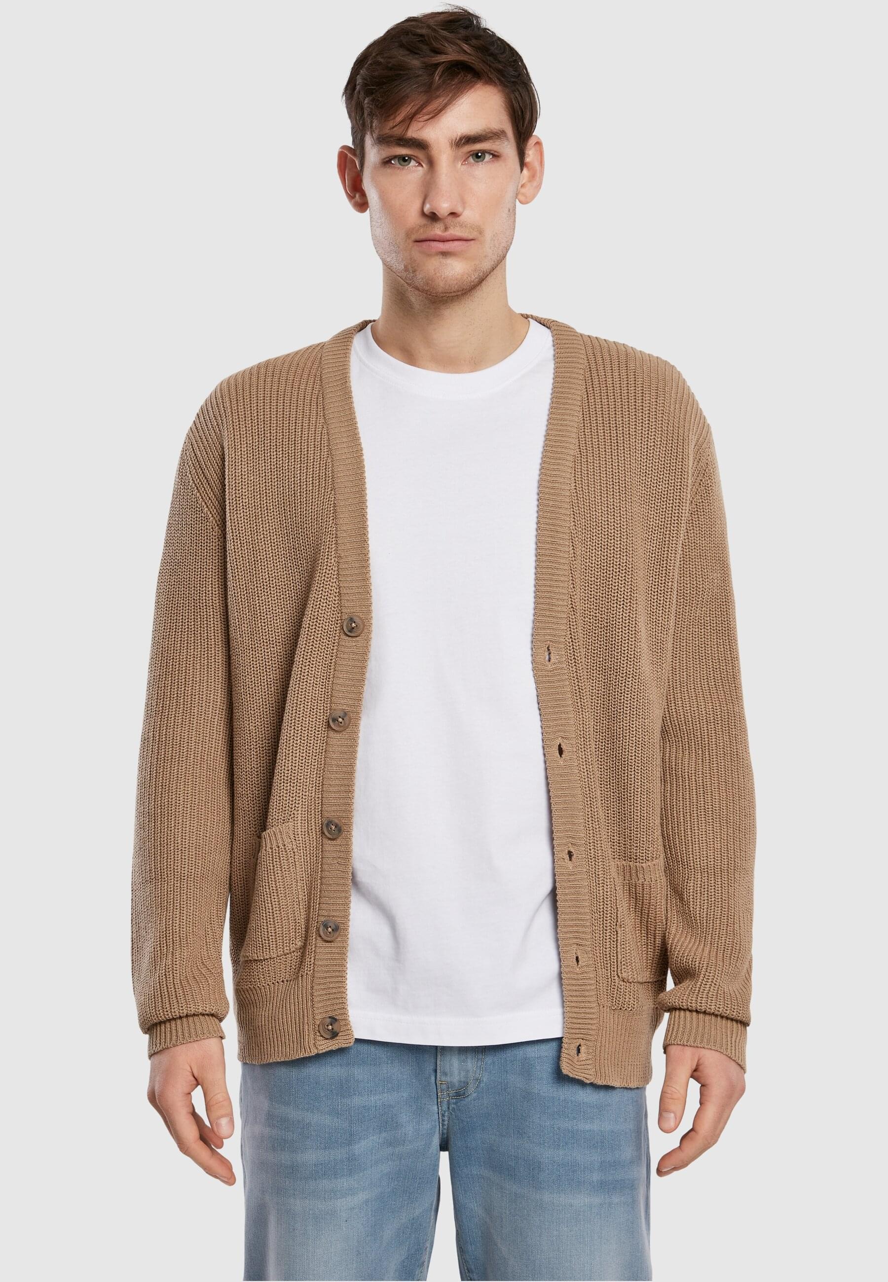 URBAN CLASSICS Strickfleecejacke »Urban Classics Herren Boxy Cardigan«, (1 St.), ohne Kapuze