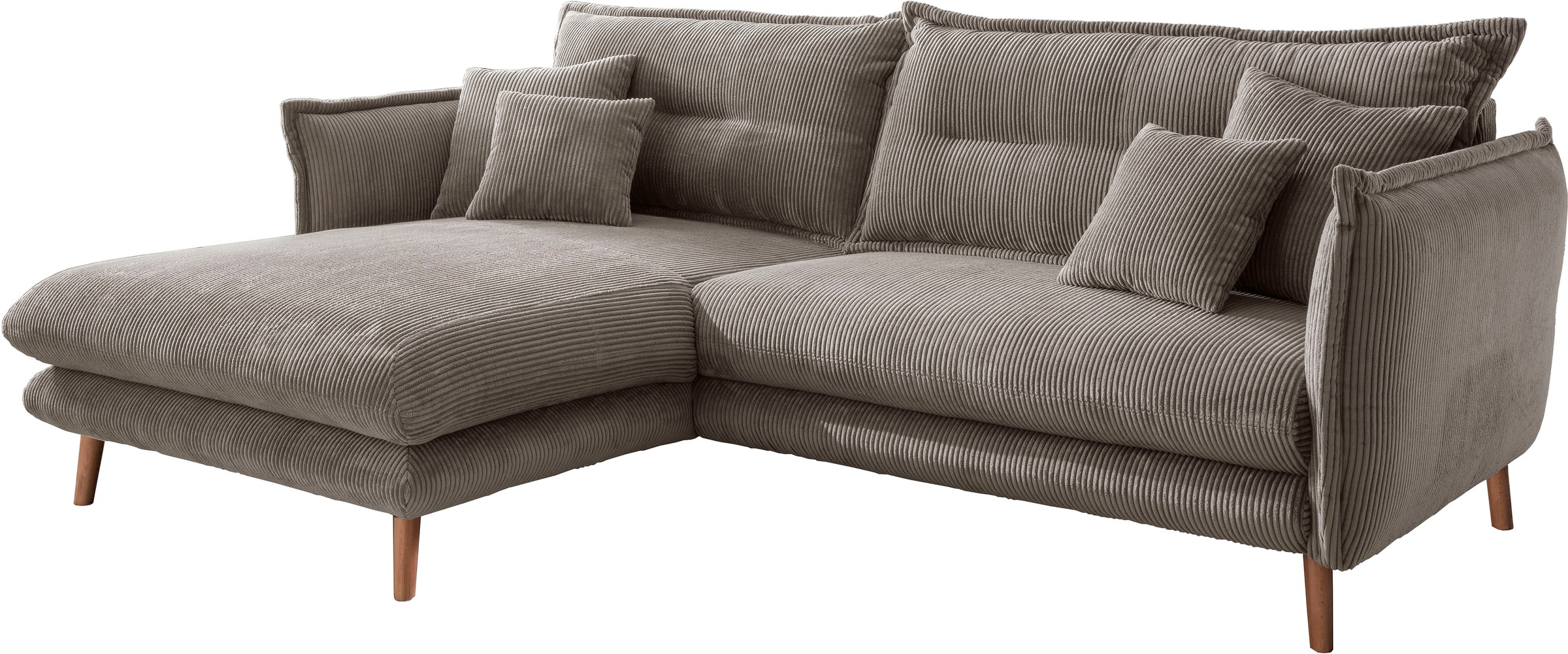 INOSIGN Ecksofa »Lazio modern und bequem, schmale Armlehnen, tolle Detailverarbeitung«, zwei verschiedene Fußfarben wählbar