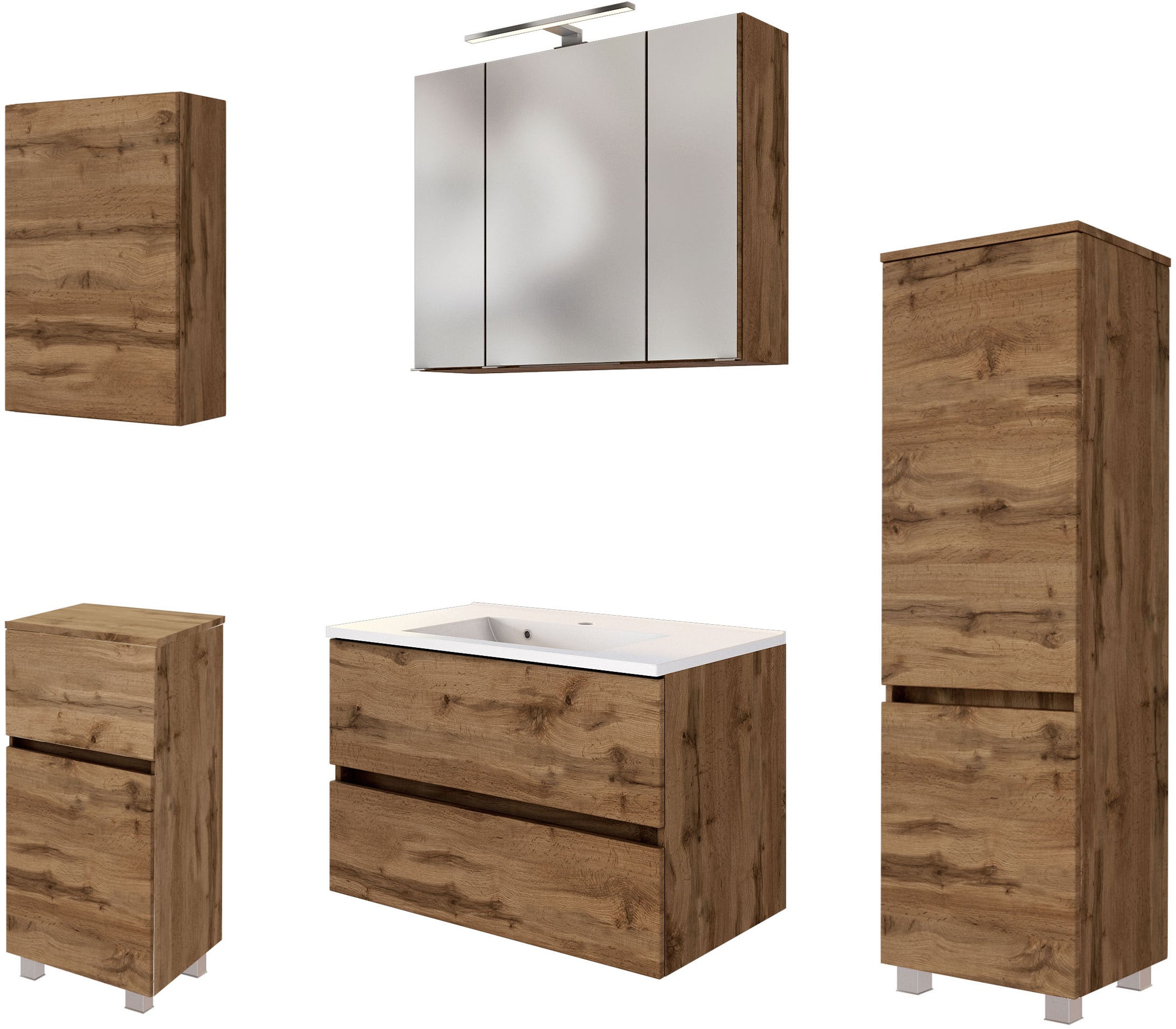 welltime Badmöbel-Set "Welltime Möbel Baabe Waschtisch-Set 3tlg. oder 5tlg. günstig online kaufen