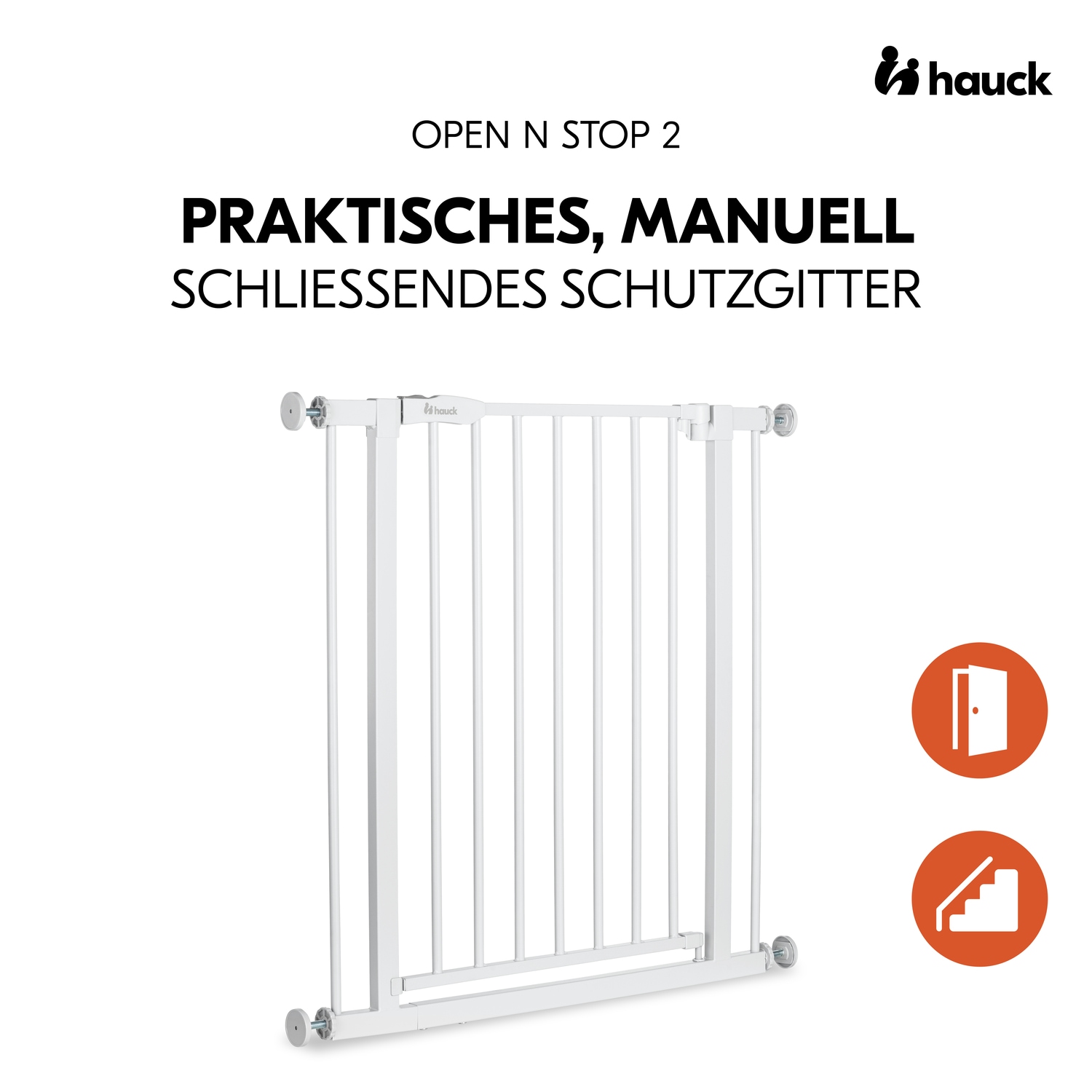 Hauck Türschutzgitter »Open N Stop 2, White«, auch als Treppenschutzgitter verwendbar; 75-80 cm, erweiterbar