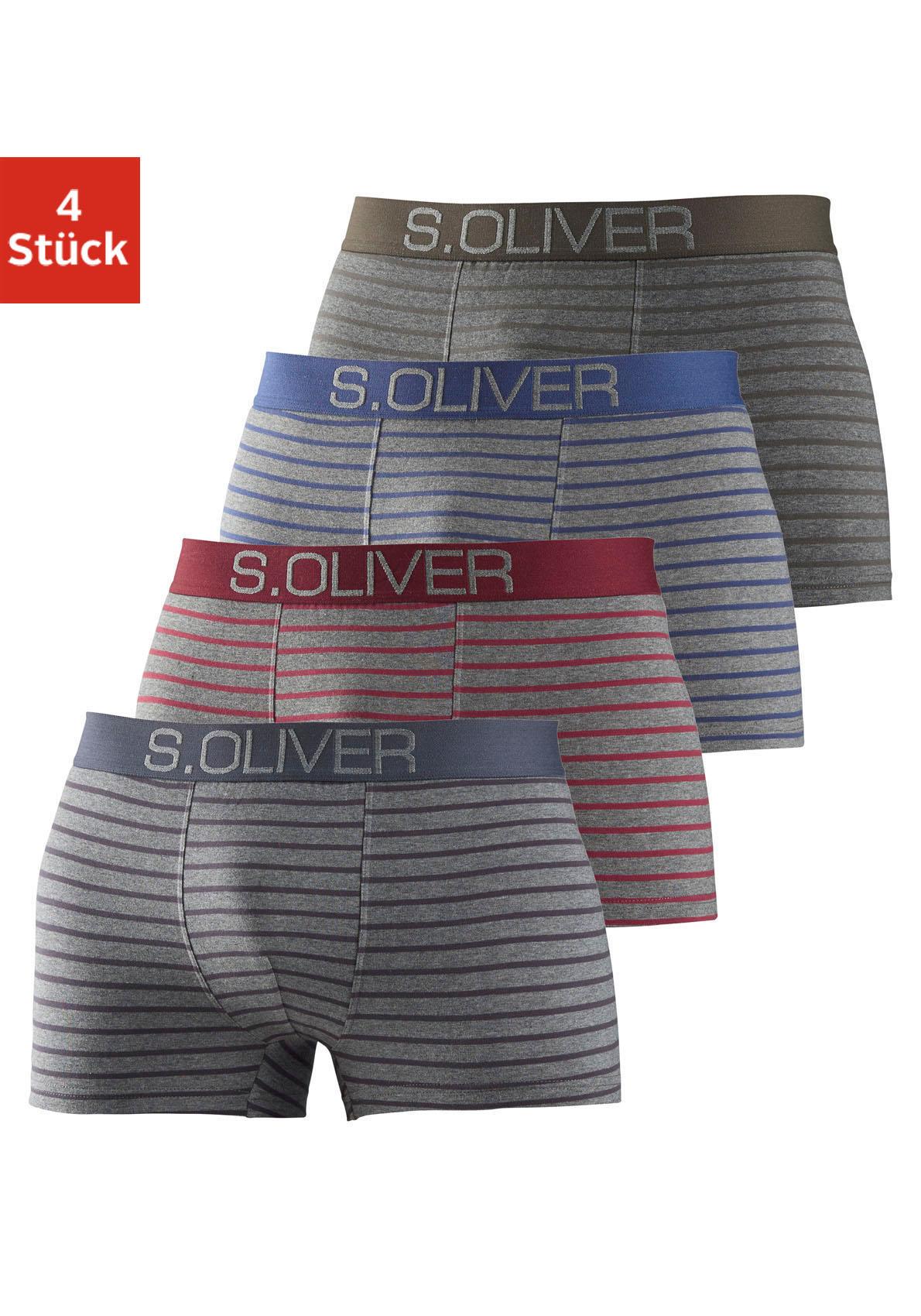 s.Oliver Boxer "Boxershorts für Herren" Packung, 4 Stk. mit kontrastfarbenem Webbund
