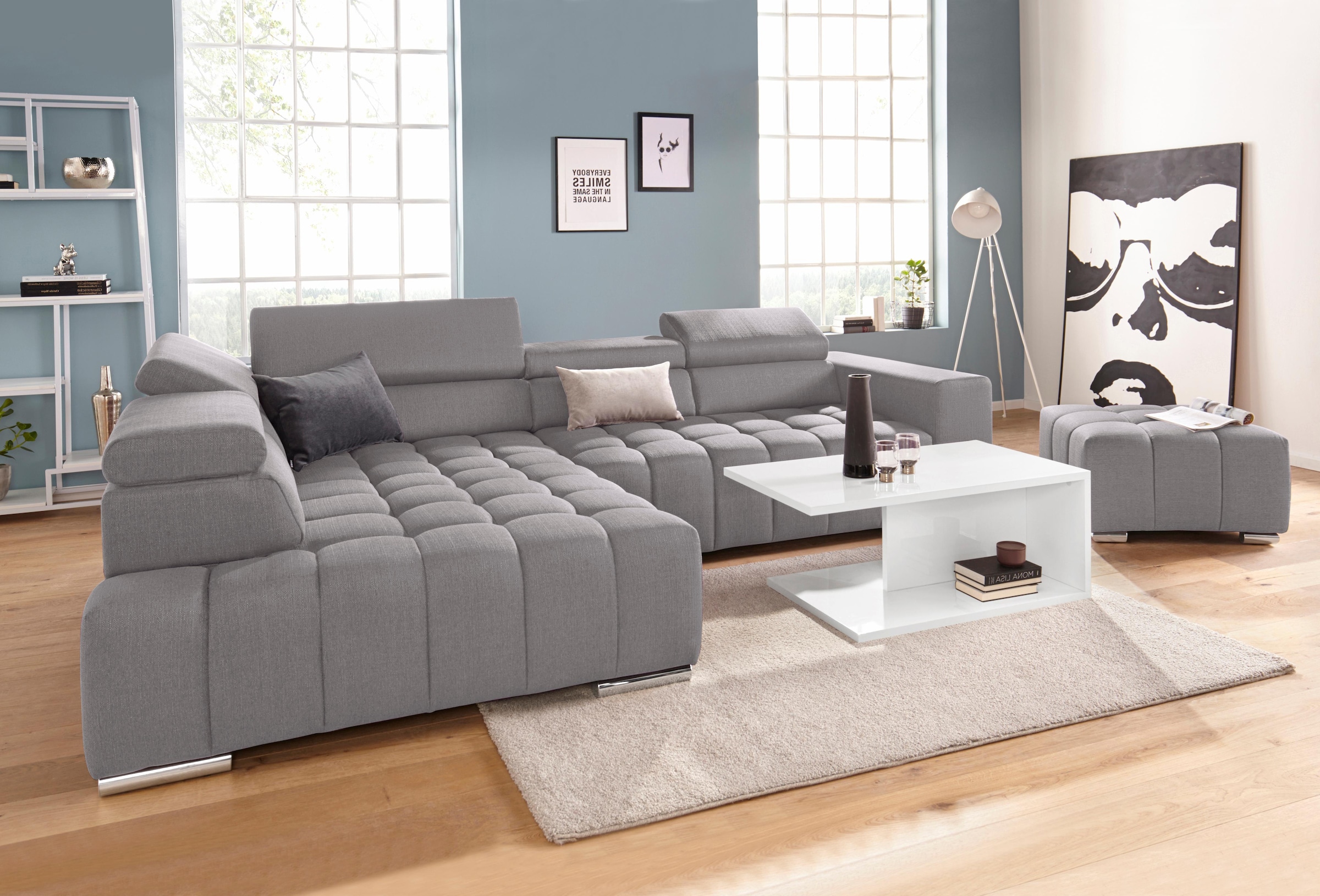exxpo - sofa fashion Ecksofa "Elias, aktuelle Kreuzsteppung im Sitz, bequem günstig online kaufen