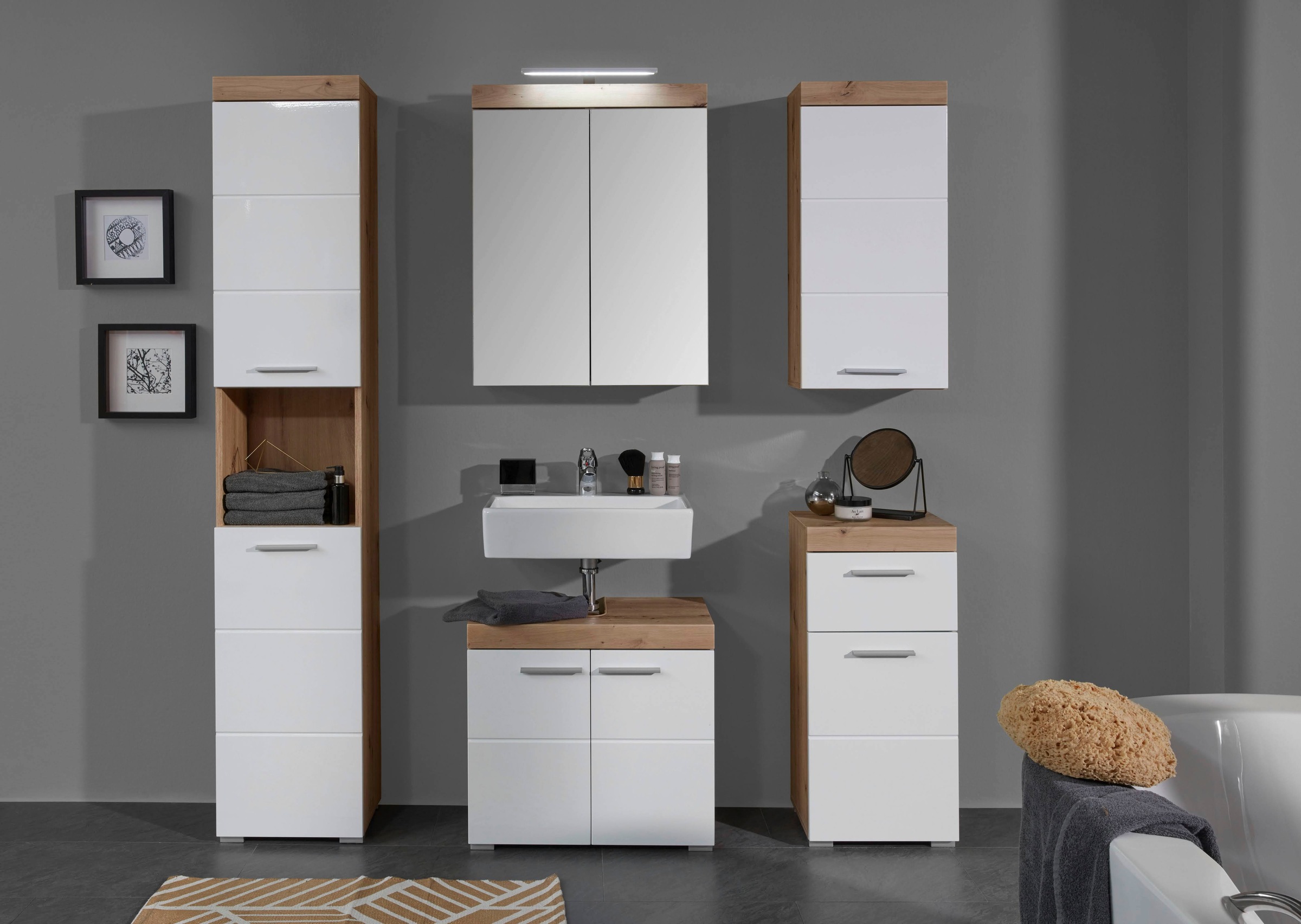 welltime Hochschrank "Avena" Badschrank mit 2 Türen & 1 Fach - (B/T/H) 37/3 günstig online kaufen