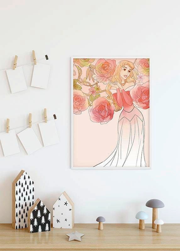 Thumbnail - Komar Bild "Sleeping Beauty Roses" Disney 1 Stk. tlg. Wandbild zur Dekoration im Kinderzimmer - ohne Rahmen