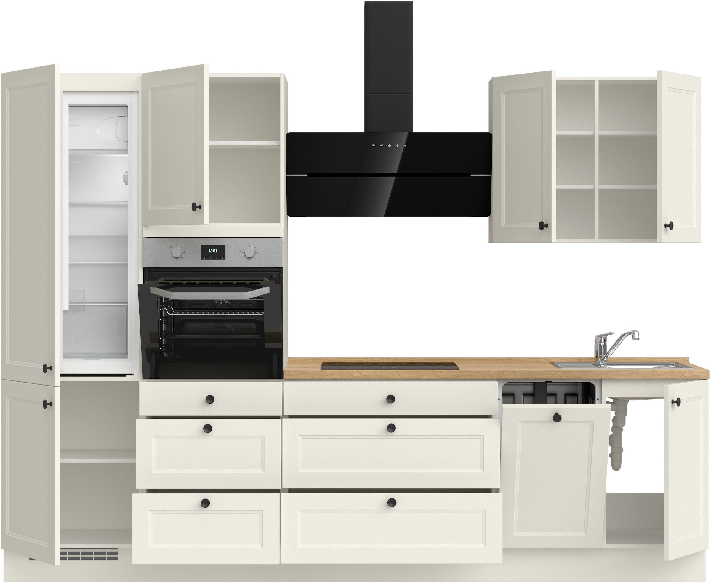 nobilia® Küchenzeile »"Cascada II"«, vormontiert, Breite 300 cm, Ausrichtung wählbar, wahlw. mit E-Geräten