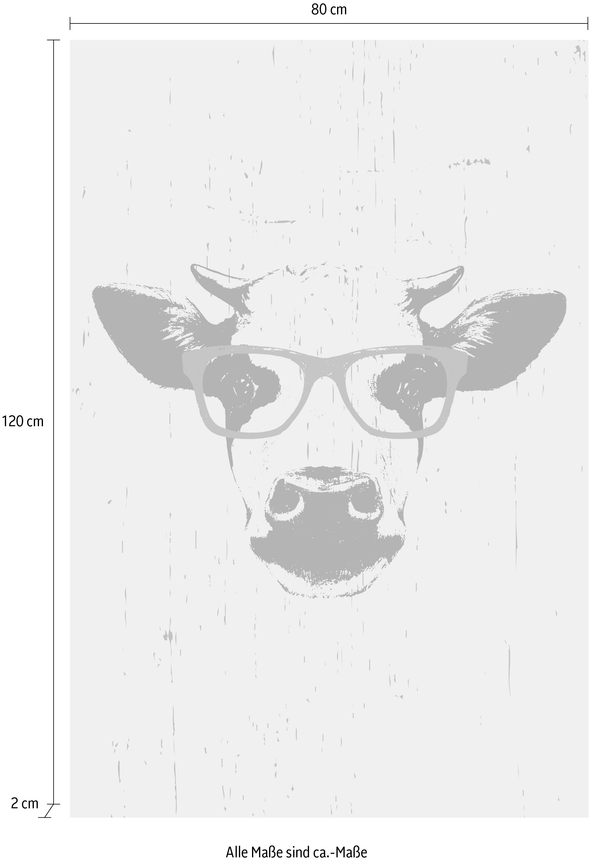 queence Leinwandbild »Kuh mit Brille«, Kuh-Kuhbilder-Comic, Premium-Leinwandstoff, Handarbeit aus Deutschland
