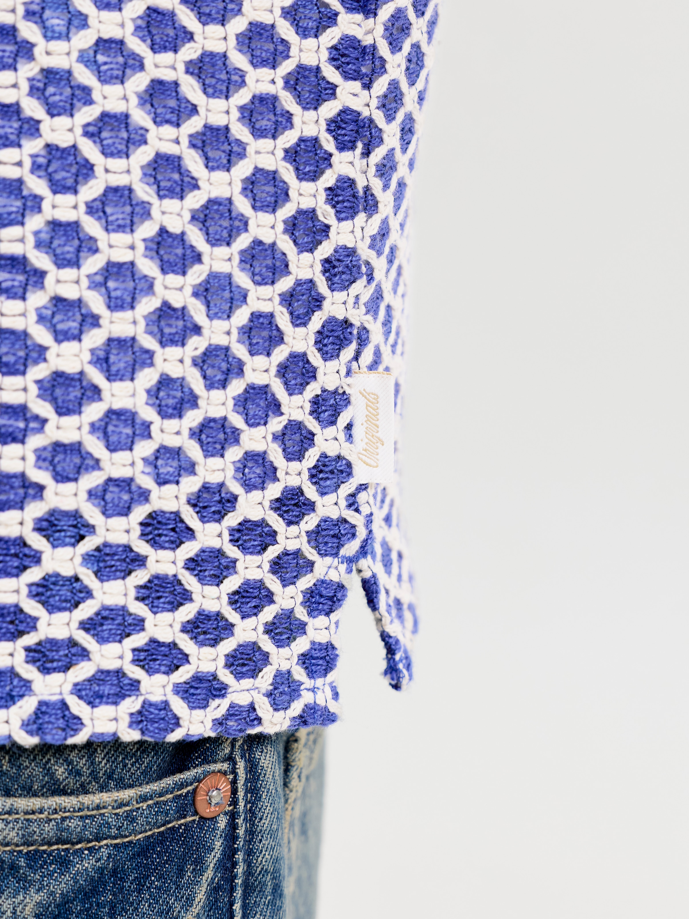Jack & Jones Junior Kurzarmhemd »JORMONTAUK CROCHET SHIRT SS SA26 JNR« Baumwollmischung, locker geschnitten