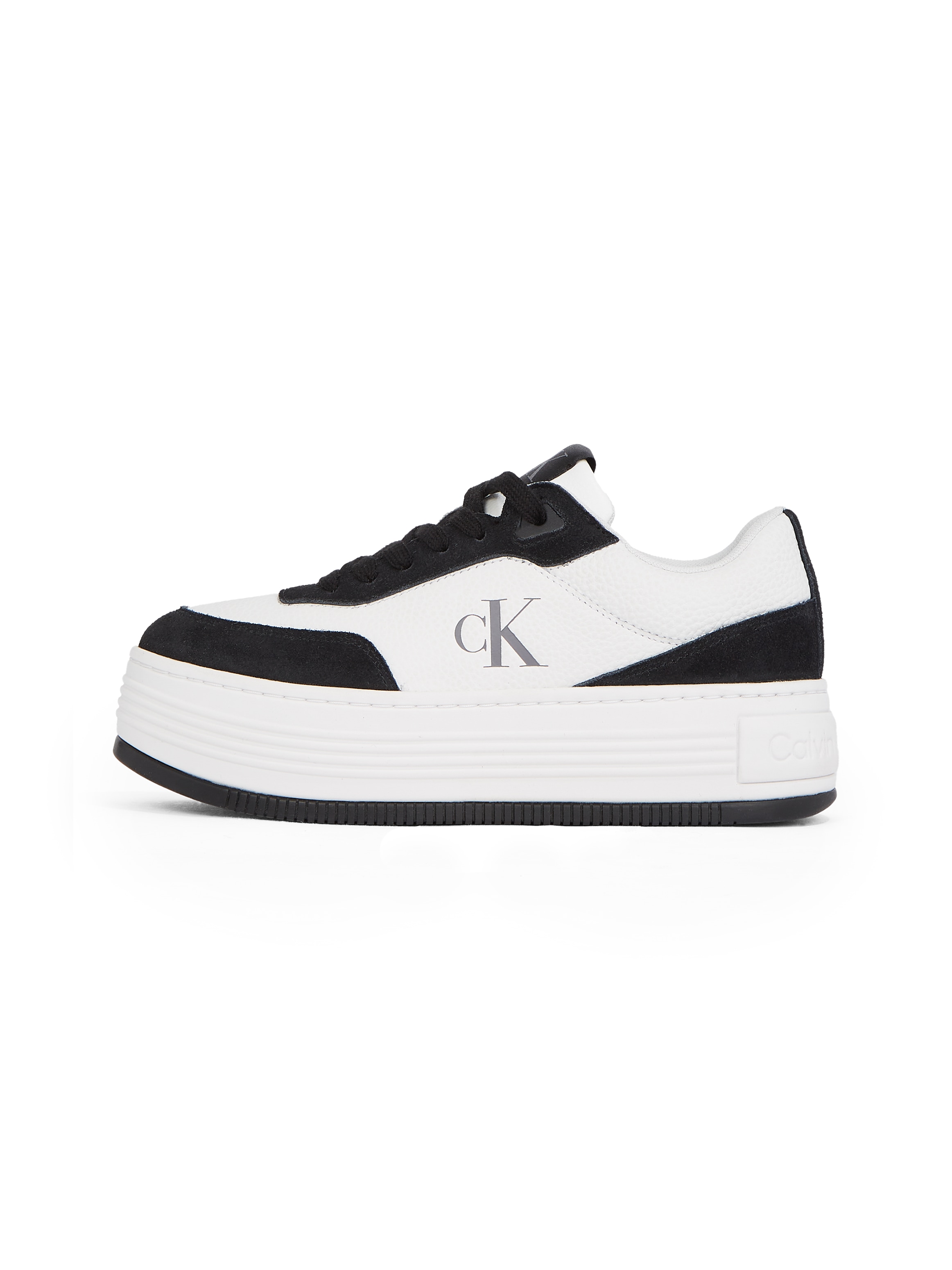 Calvin Klein Jeans Plateausneaker »BOLD FLATF LOW LACE TUMB LTH«, Schnürschuh, Halbschuh, Freizeitschuh mit seitlichem CK-Logo