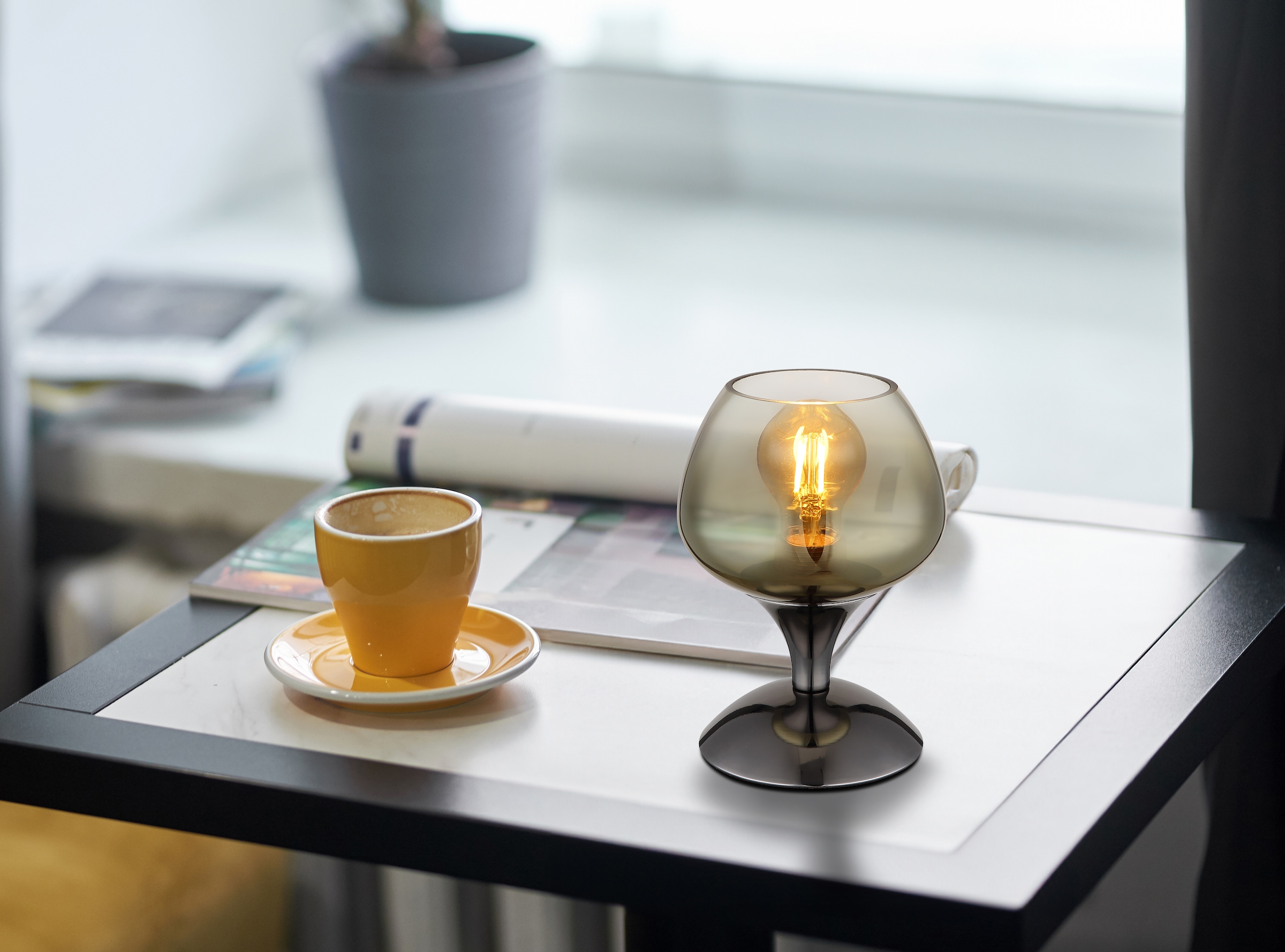 GLOBO LIGHTING Tischleuchte »MAXY«, Leuchtmittel E27 | ohne Leuchtmittel, Tischlampe/Glas goldfarben/modern/Wohnzimmer/Schlafzimmer