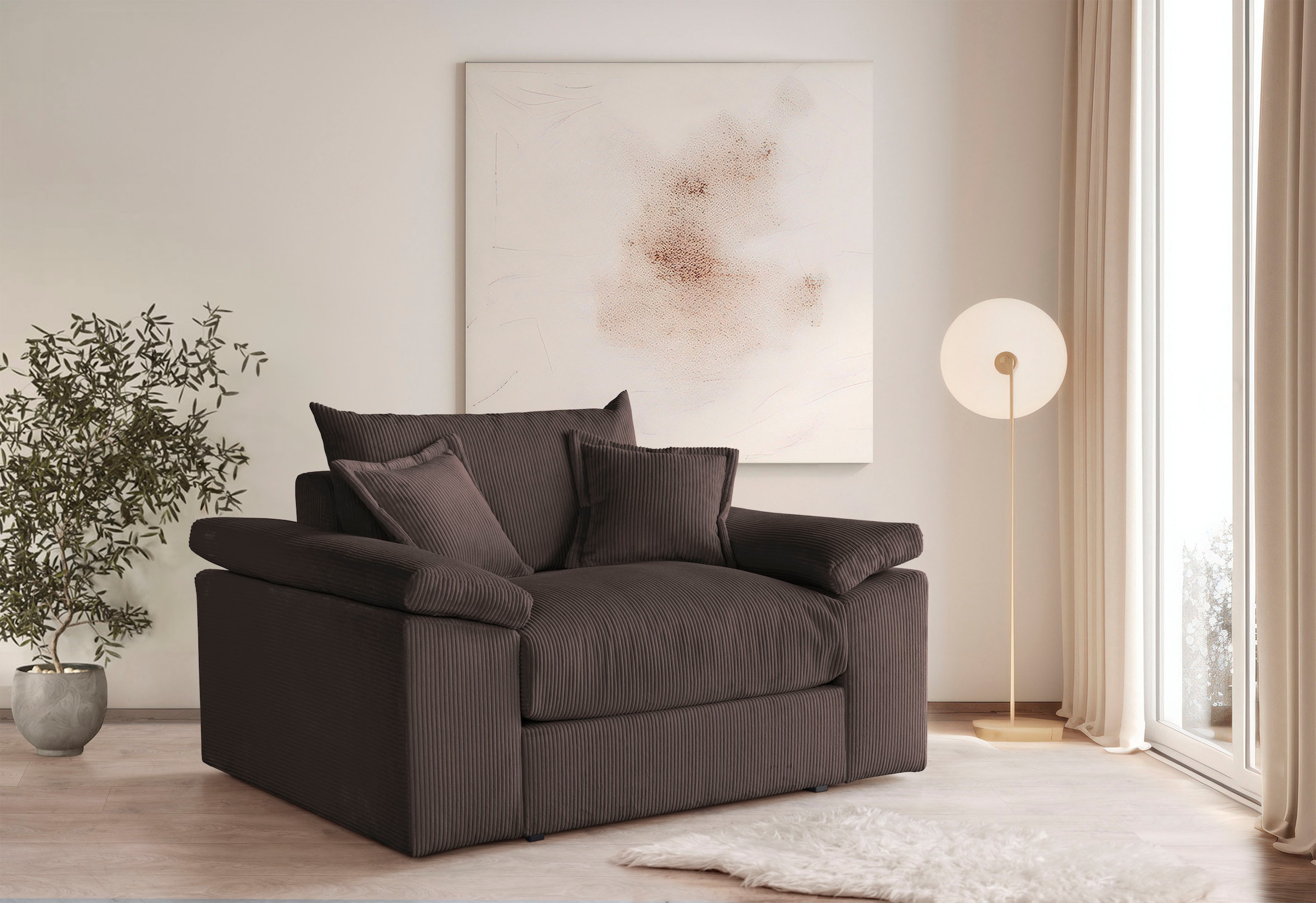 OTTO home XXL-Sessel "Soft&Cosy, B: 151 cm - OTTO. Verlässliche Qualität." Mega-Sessel, Cord oder Chenille-Struktur, mit 2 Zierkissen