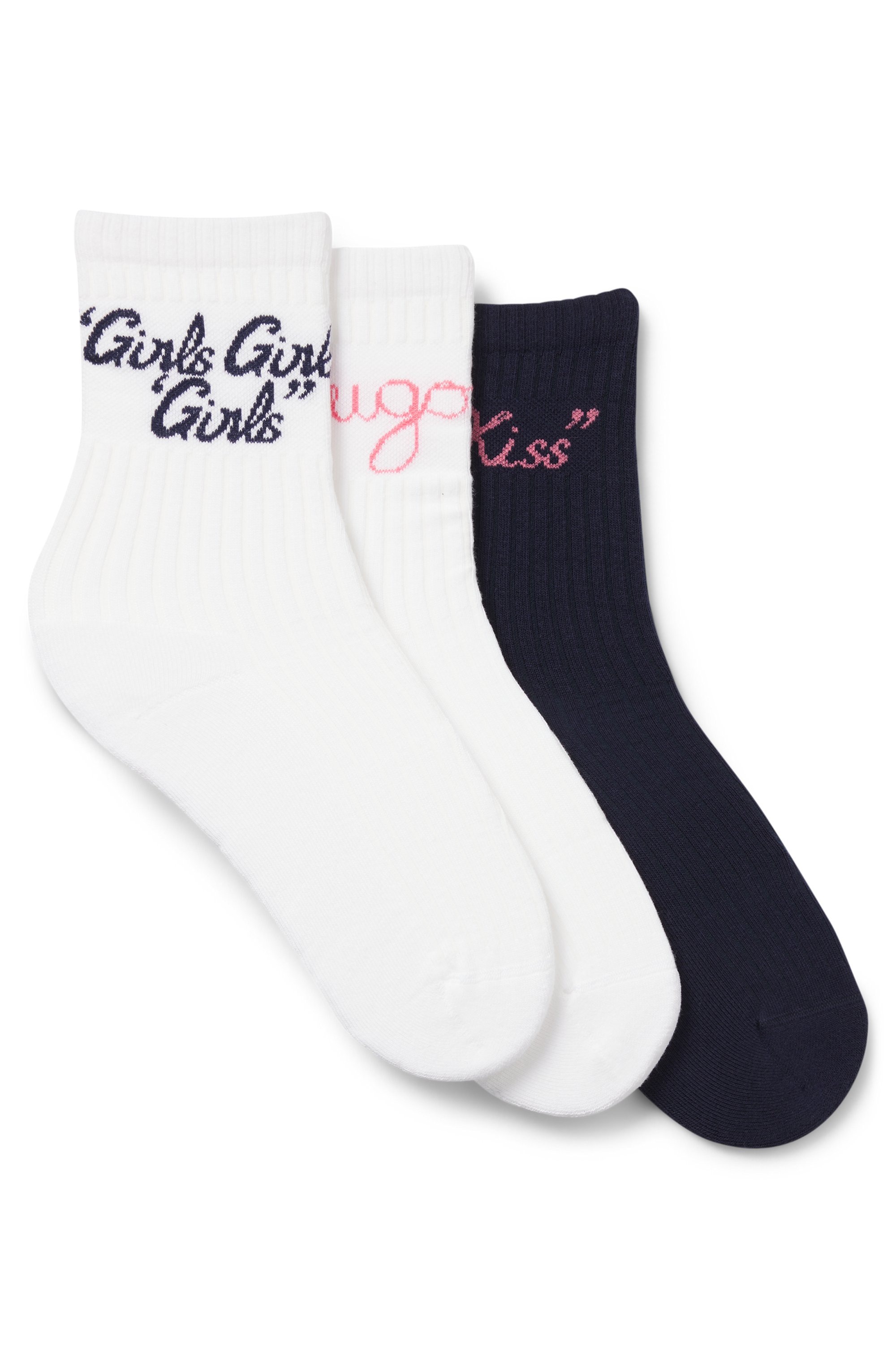 HUGO Underwear Freizeitsocken »3P QS SLOGAN CC W«, (3 Paar), verstärkte Fersen-und Zehenpartie, kontrastfarbene Details
