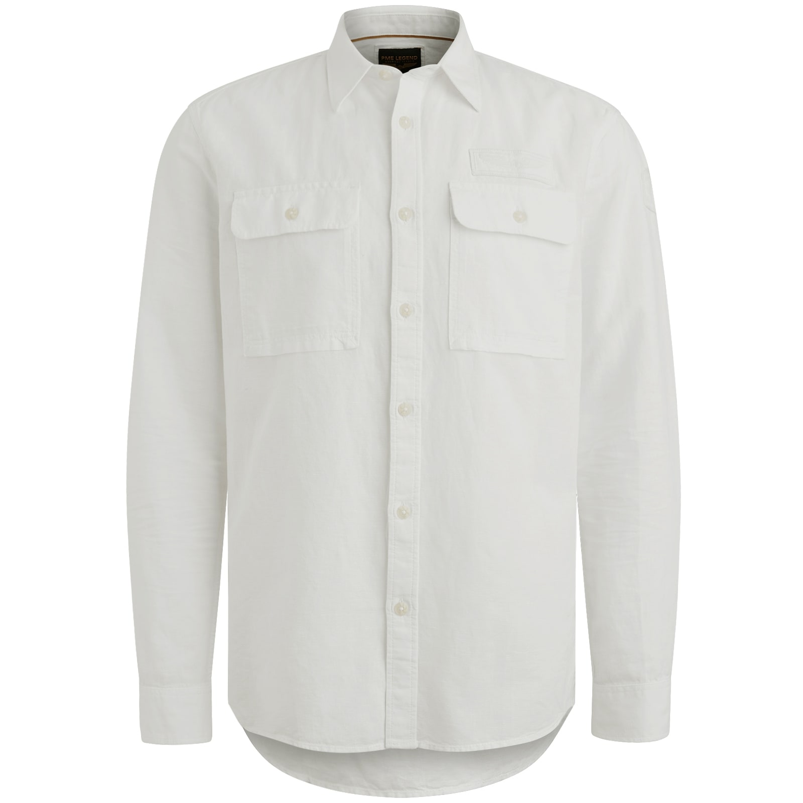 PME LEGEND Langarmhemd »Long Sleeve Shirt Cotton/linen«, mit Brusttaschen und mit Leinen