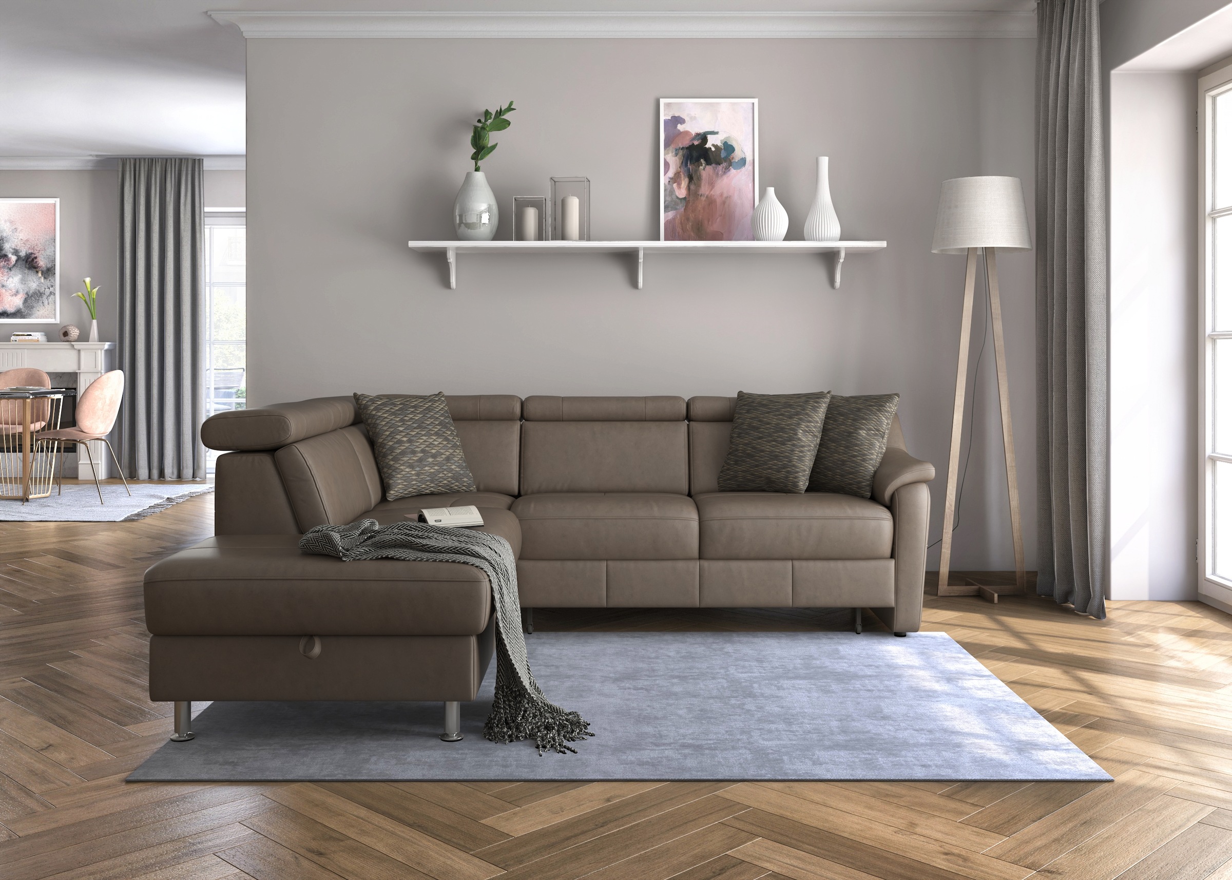 Thumbnail - sit&more Ecksofa "Freetown L-Form" inklusive Kopfteilverstellung und komfortablem Federkern