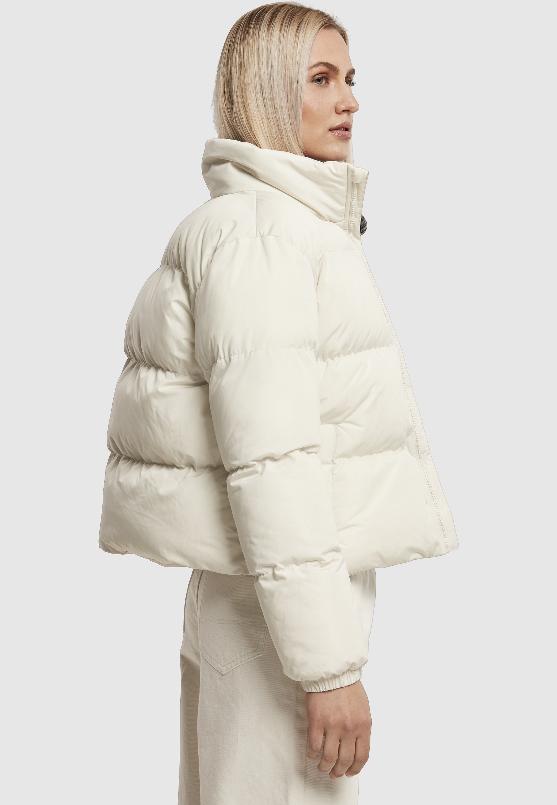 URBAN CLASSICS Winterjacke »Urban Classics Damen Ladies Short Peached Puffer Jacket« 1 Stk. tlg. ohne Kapuze